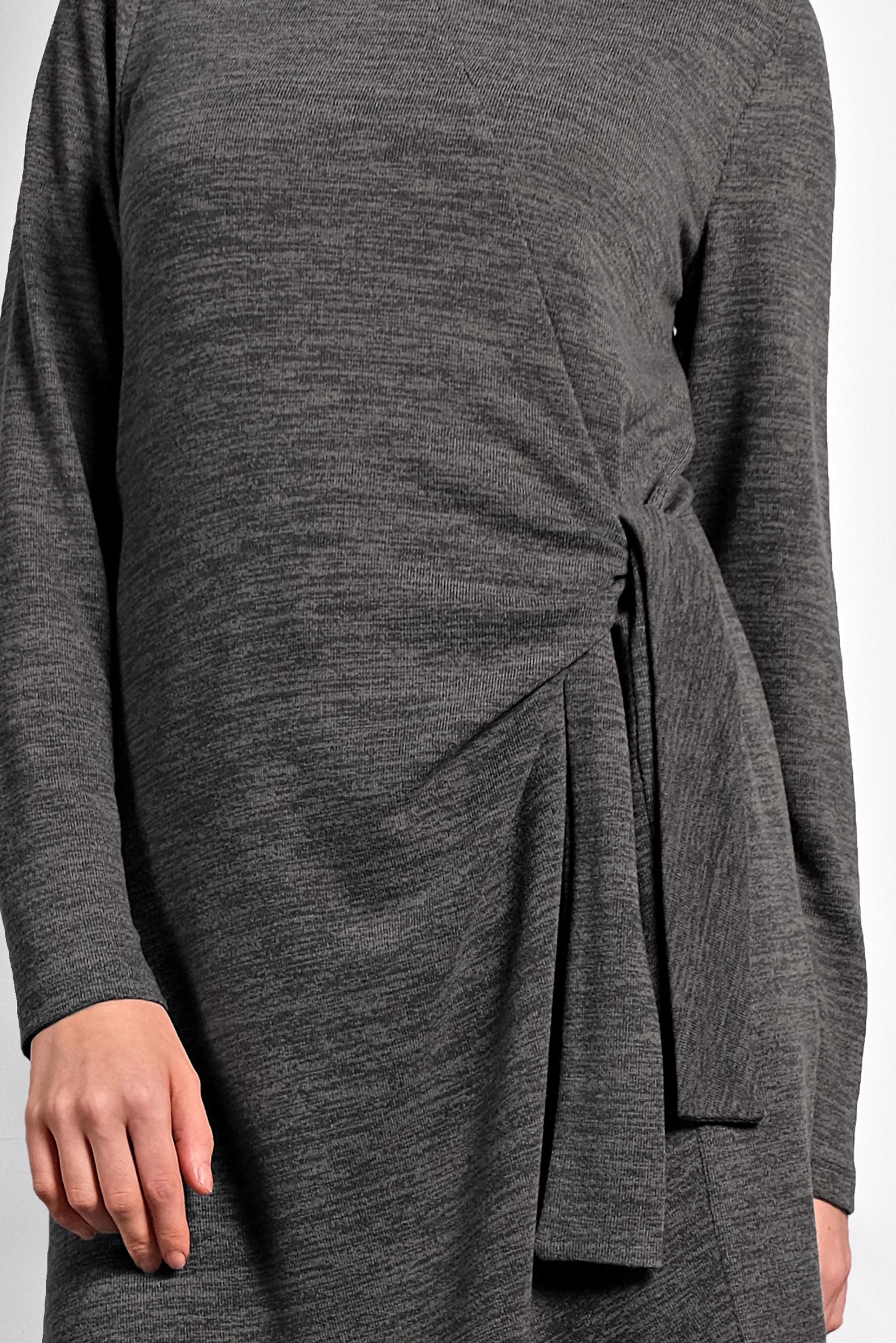 Tesettür giyim GRİ BAĞLAMA DETAYLI TUNİK 40313