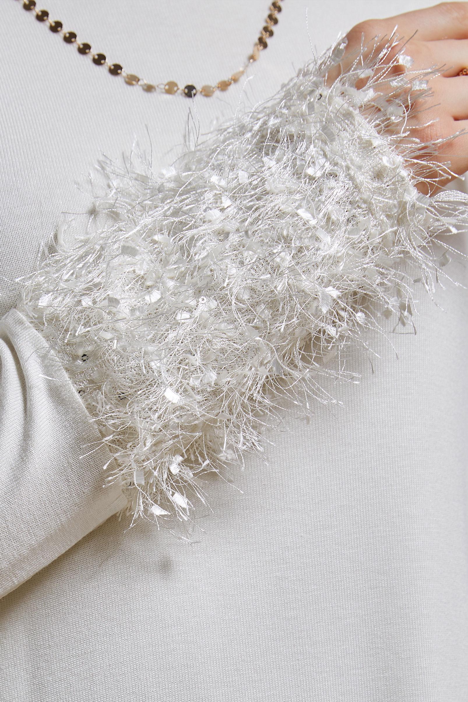 Tesettür giyim BEYAZ KOLLARI SAÇAKLI TUNİK 40314 