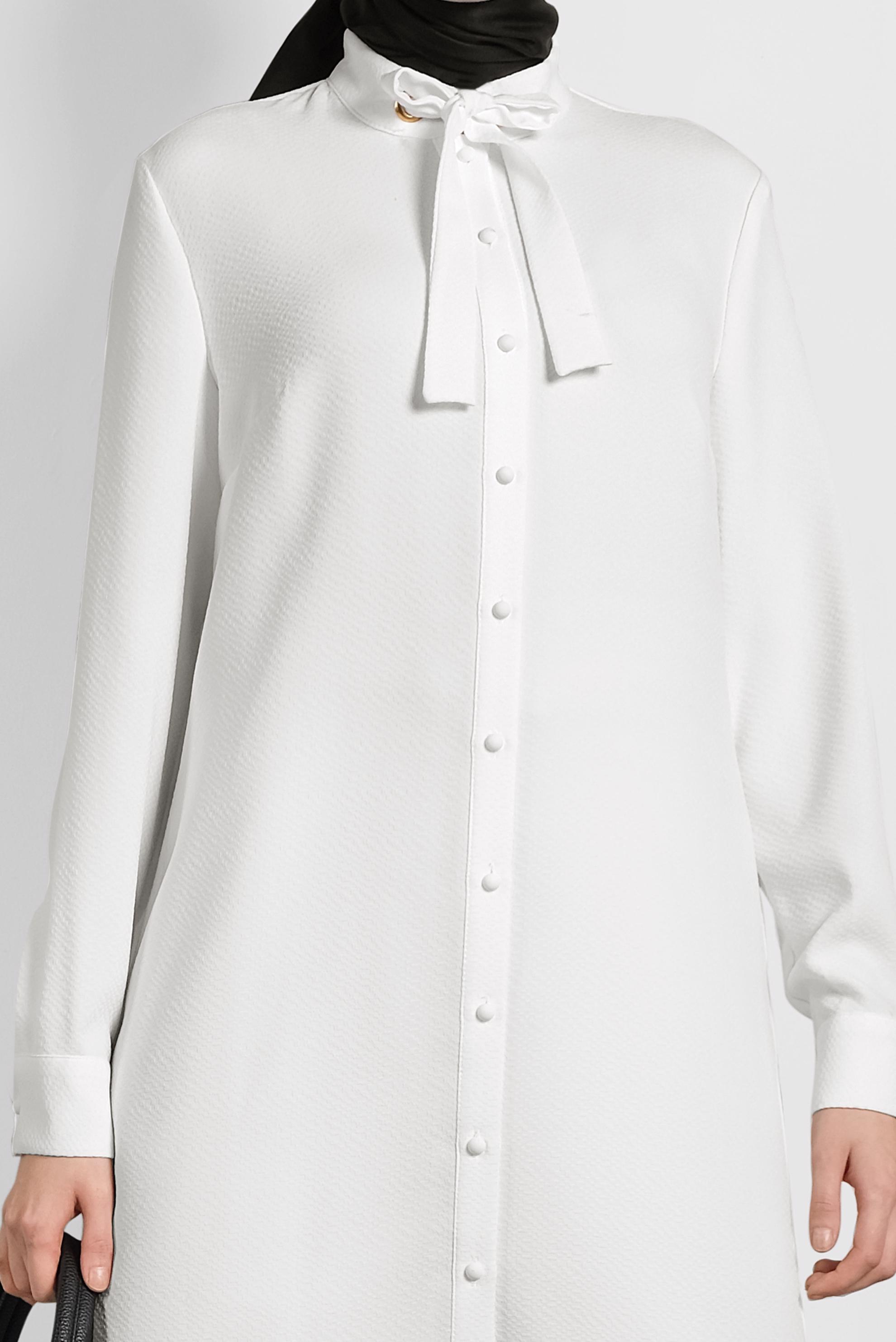 Tesettür giyim BEYAZ YAKASI BAĞCIK DETAYLI TUNİK 40337 