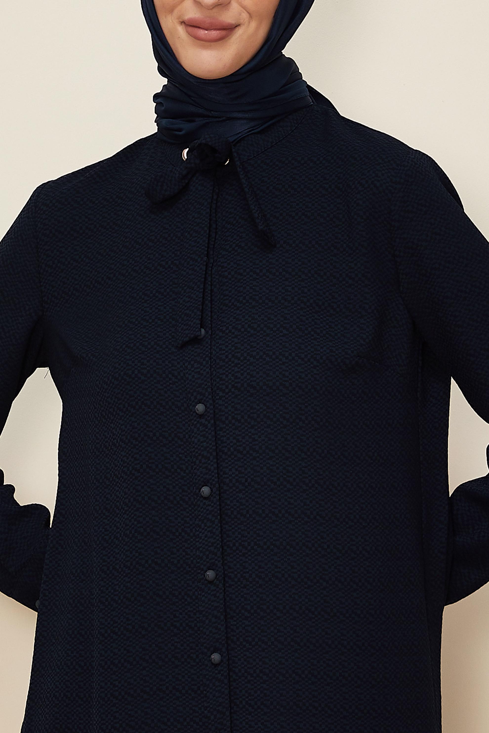 Vêtements hijab BLEU MARINE TUNIQUE NOUÉE 40337