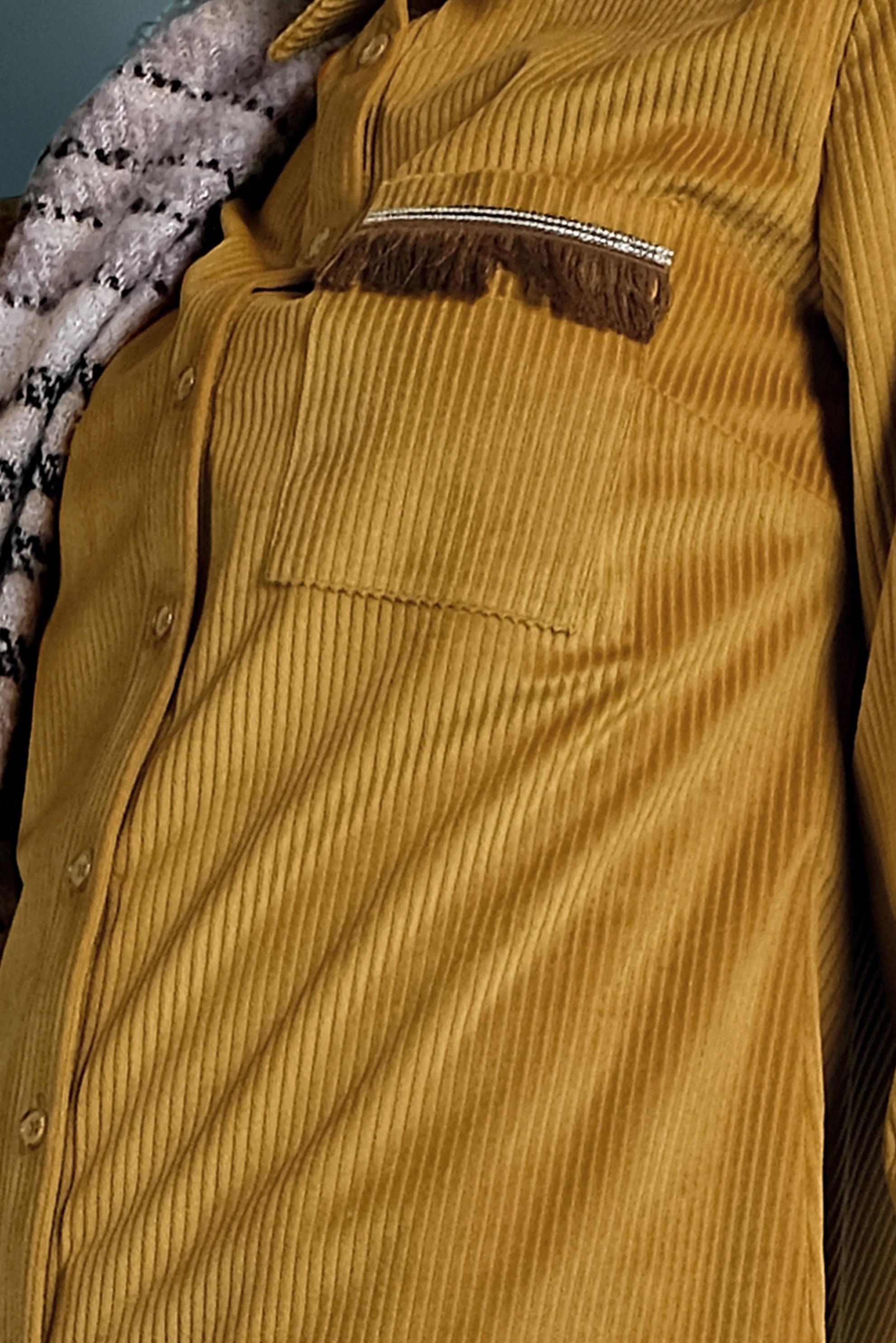 Tesettür giyim SARI PÜSKÜL DETAYLI FİTİLLİ KADİFE TUNİK 40356 