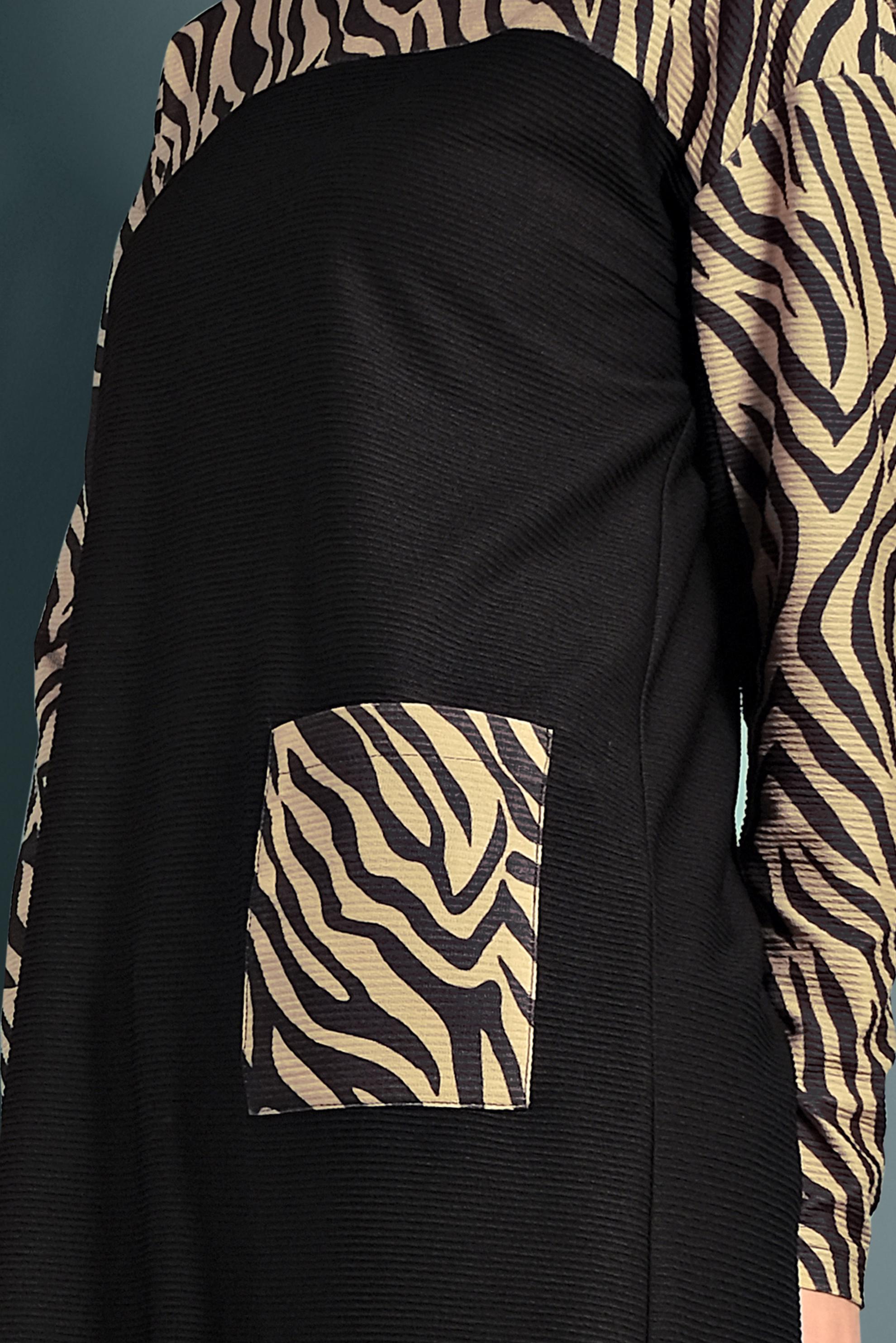 Tesettür giyim BEJ ZEBRA DESENLİ TUNİK 40357 