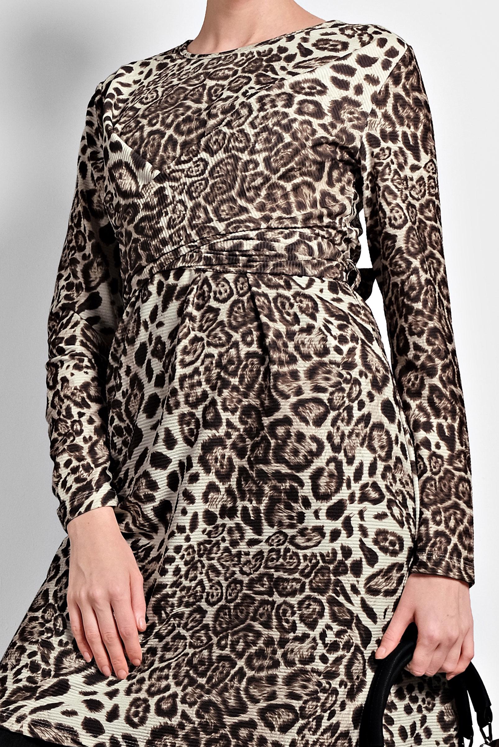 Tesettür giyim KAHVE LEOPAR DESENLİ TUNİK 40358 