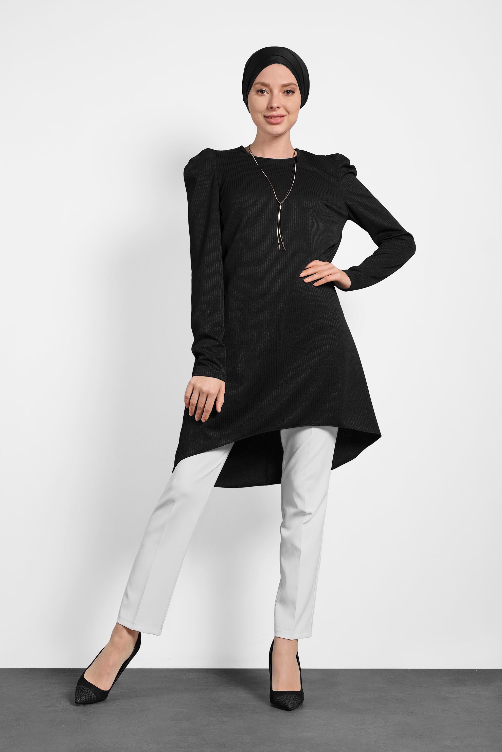 Tesettür giyim SİYAH KARPUZ KOL TUNİK 40374