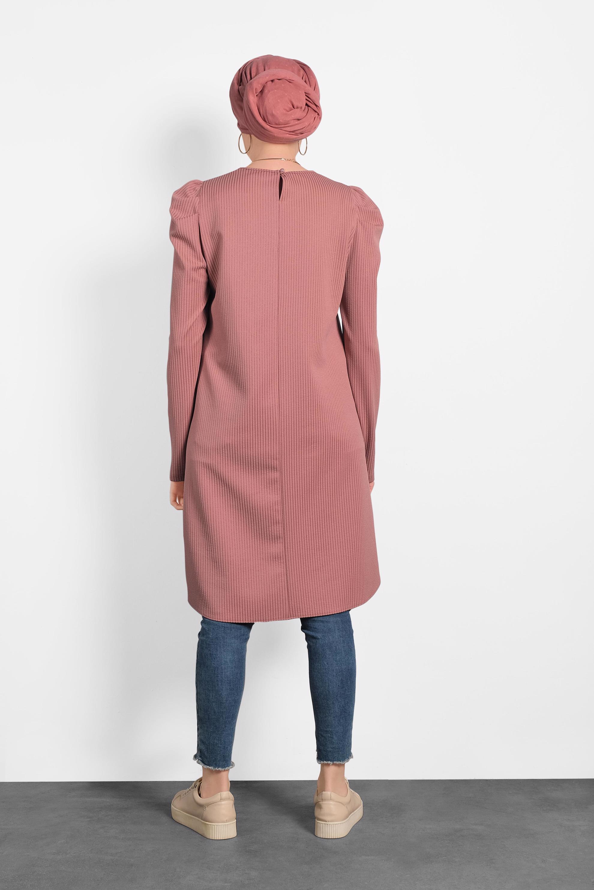 Tesettür giyim PUDRA KARPUZ KOL TUNİK 40374