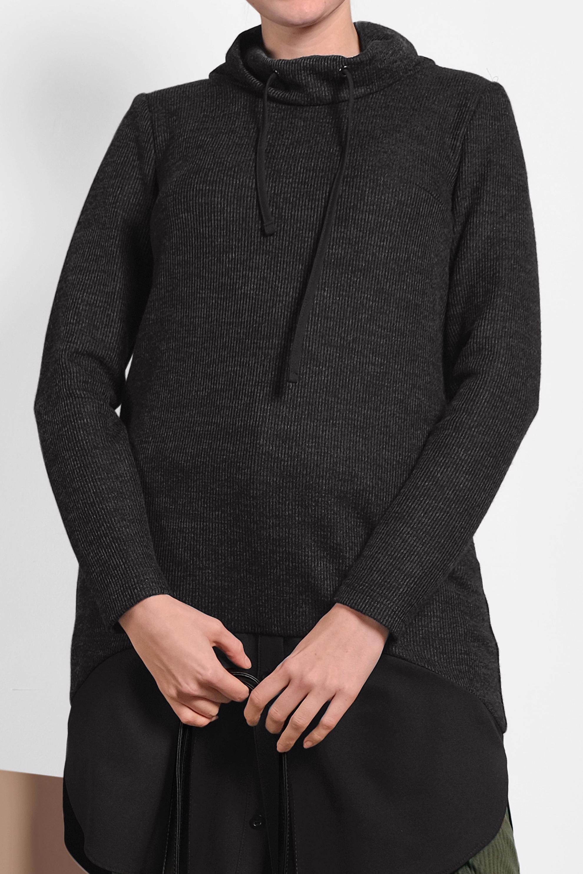 Tesettür giyim SİYAH ŞAL YAKA FİTİLLİ TUNİK 40376