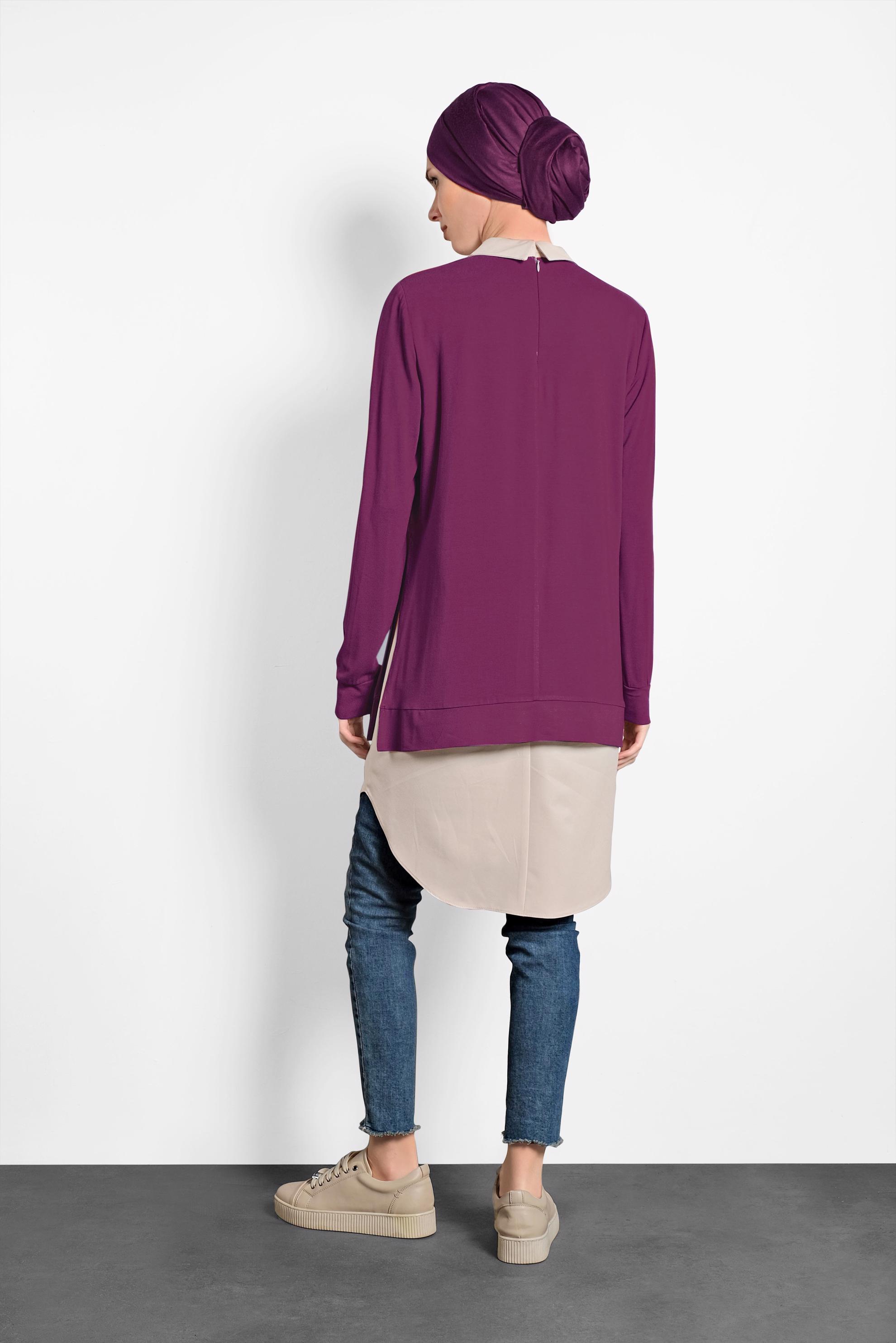 Tesettür giyim FUŞYA YIRTMAÇLI TUNİK 40377