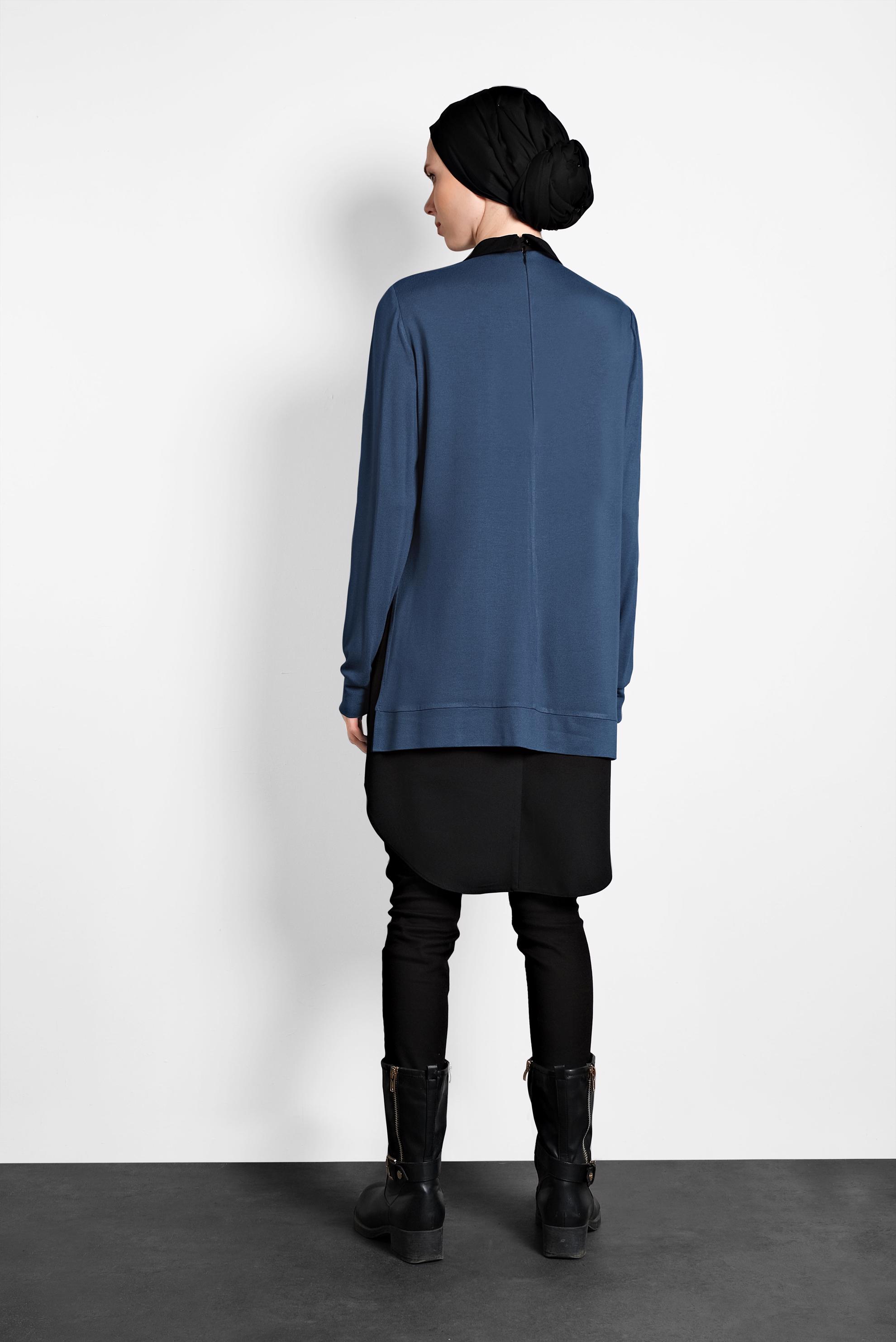 Tesettür giyim LACİVERT YIRTMAÇLI TUNİK 40377