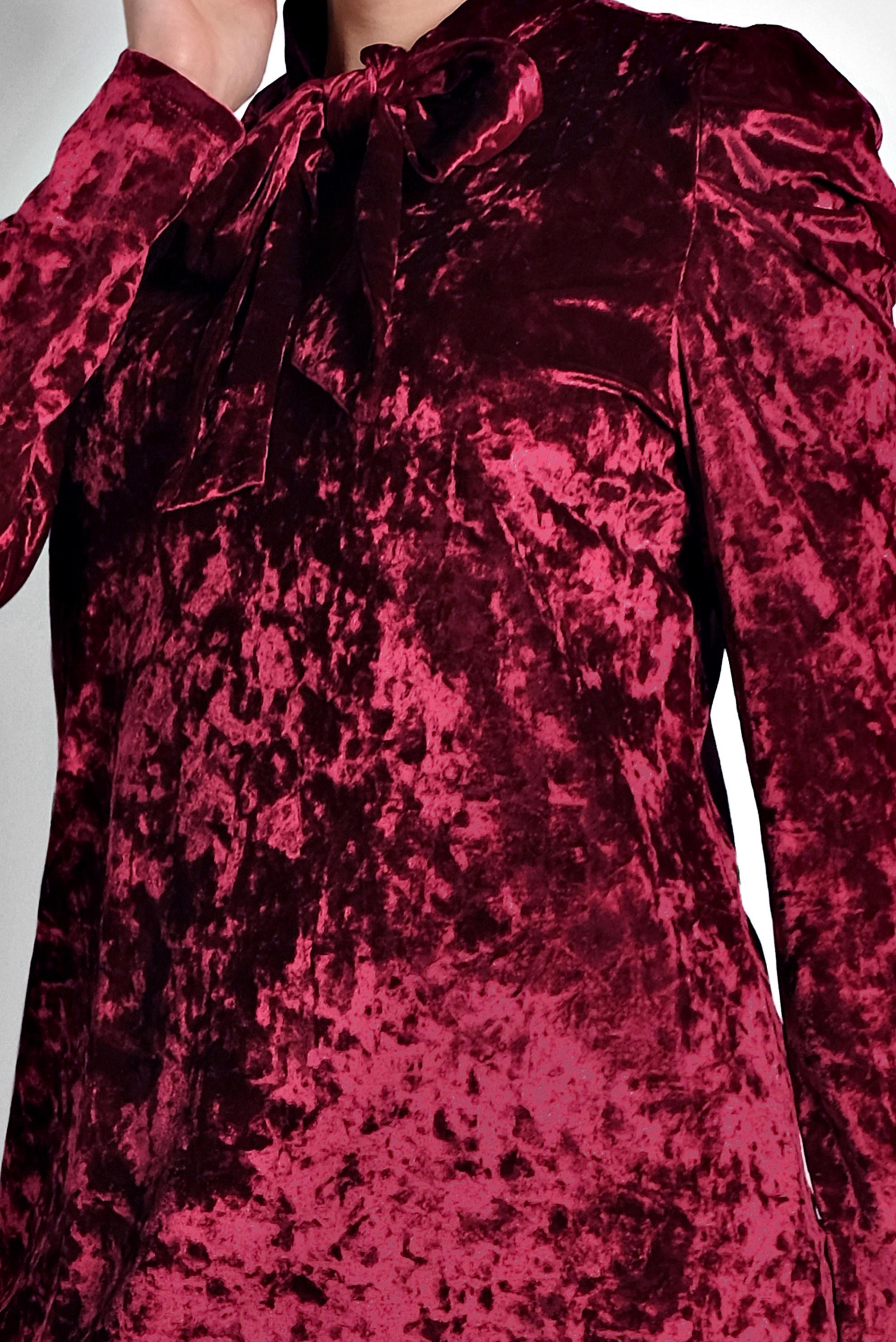 Tesettür giyim BORDO ETEK UCU VOLANLI YAKASI BAĞLI TUNİK 40387