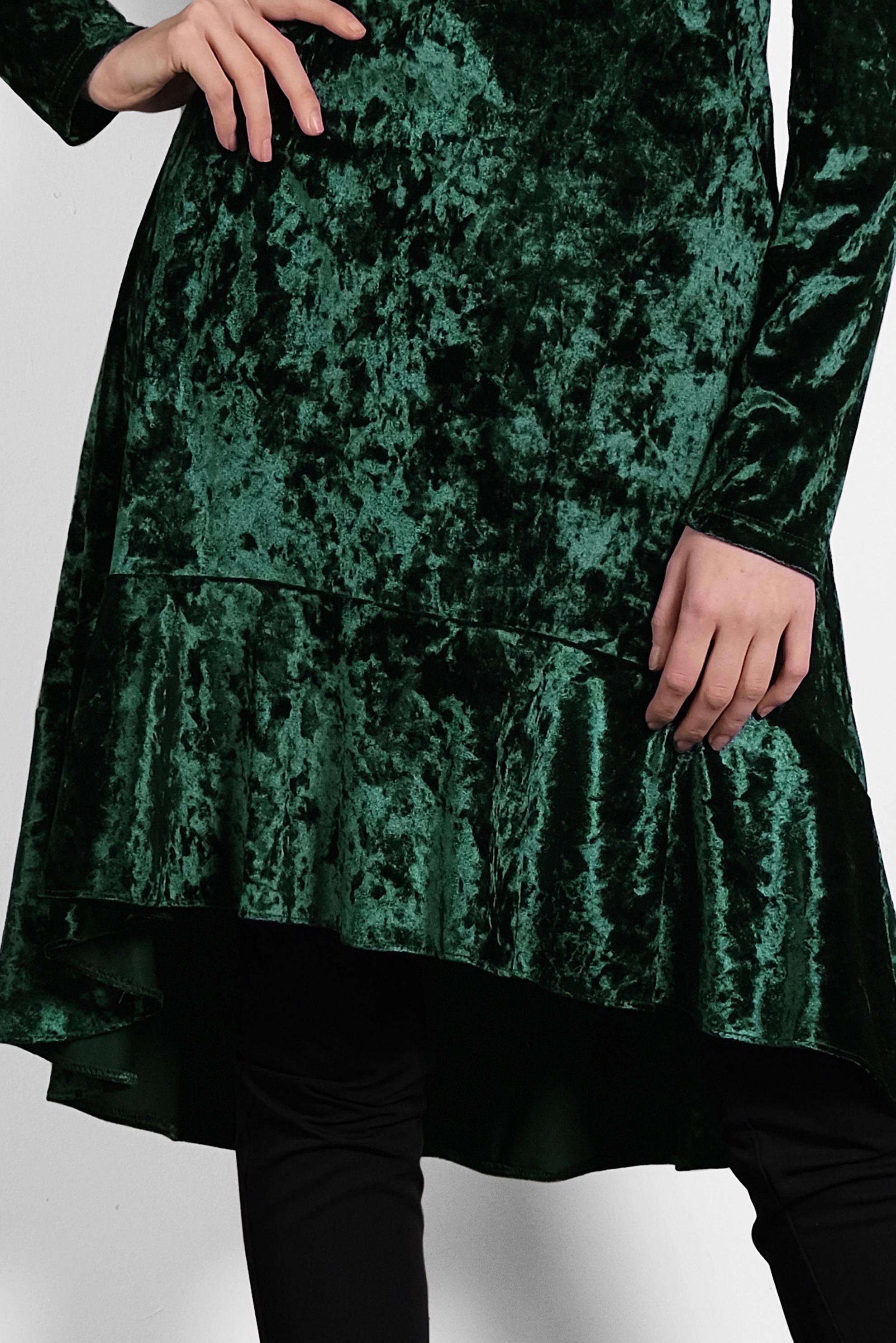 Tesettür giyim YEŞİL ETEK UCU VOLANLI YAKASI BAĞLI TUNİK 40387