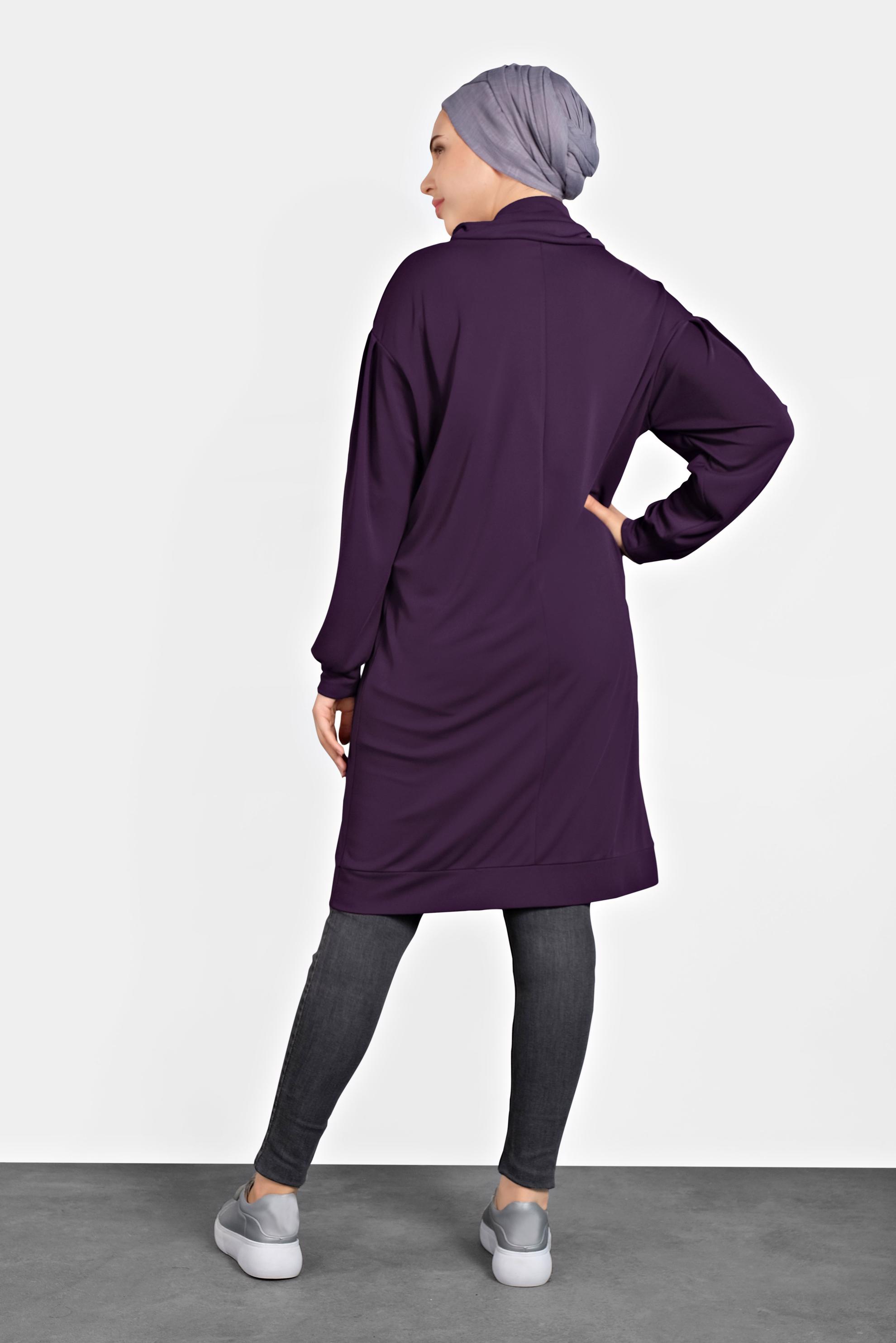 Tesettür giyim MÜRDÜM TAŞ BASKILI BOĞAZLI TUNİK 40389