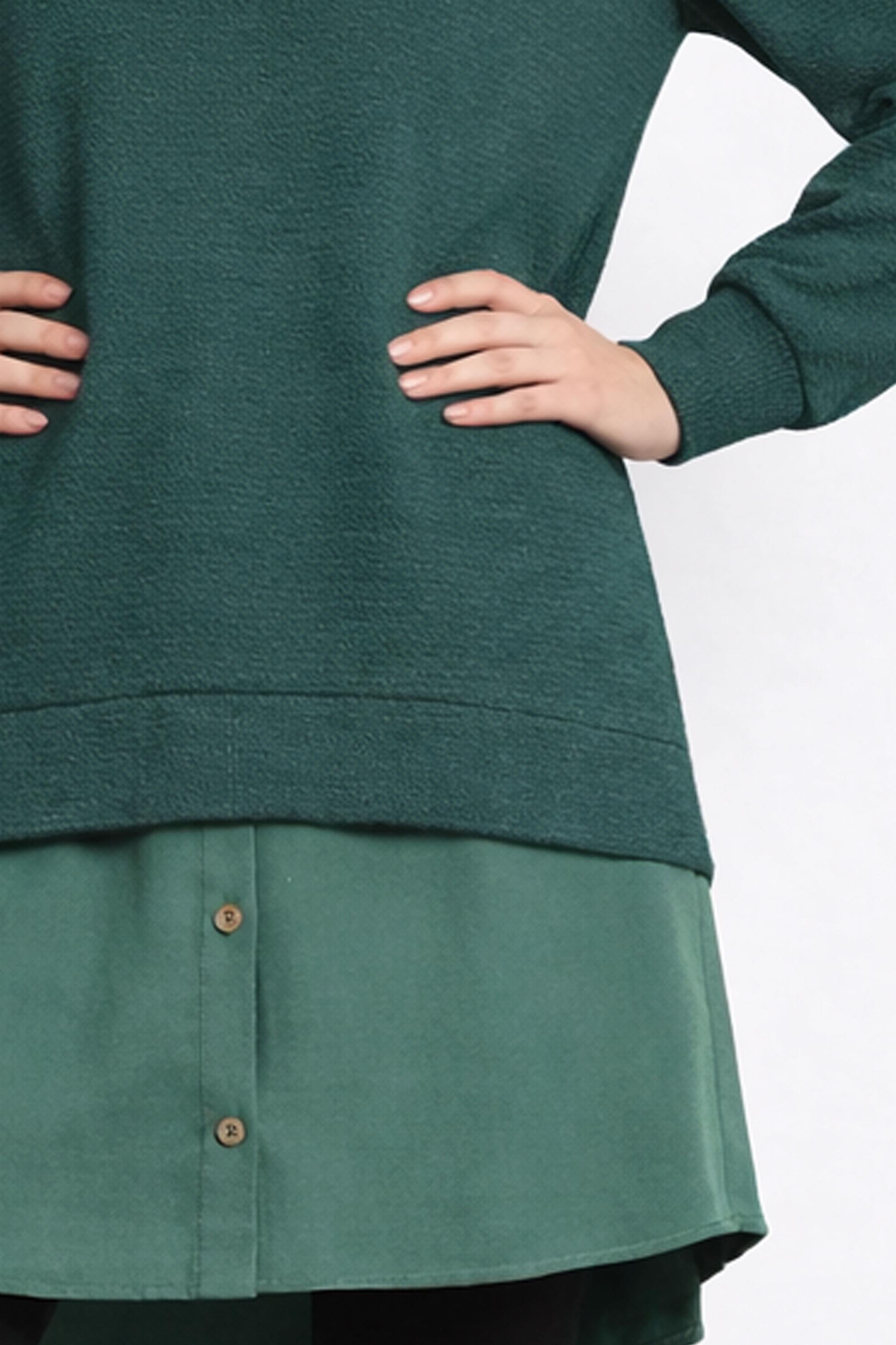 Tesettür giyim YEŞİL GÖMLEK GARNİLİ TUNİK 40390