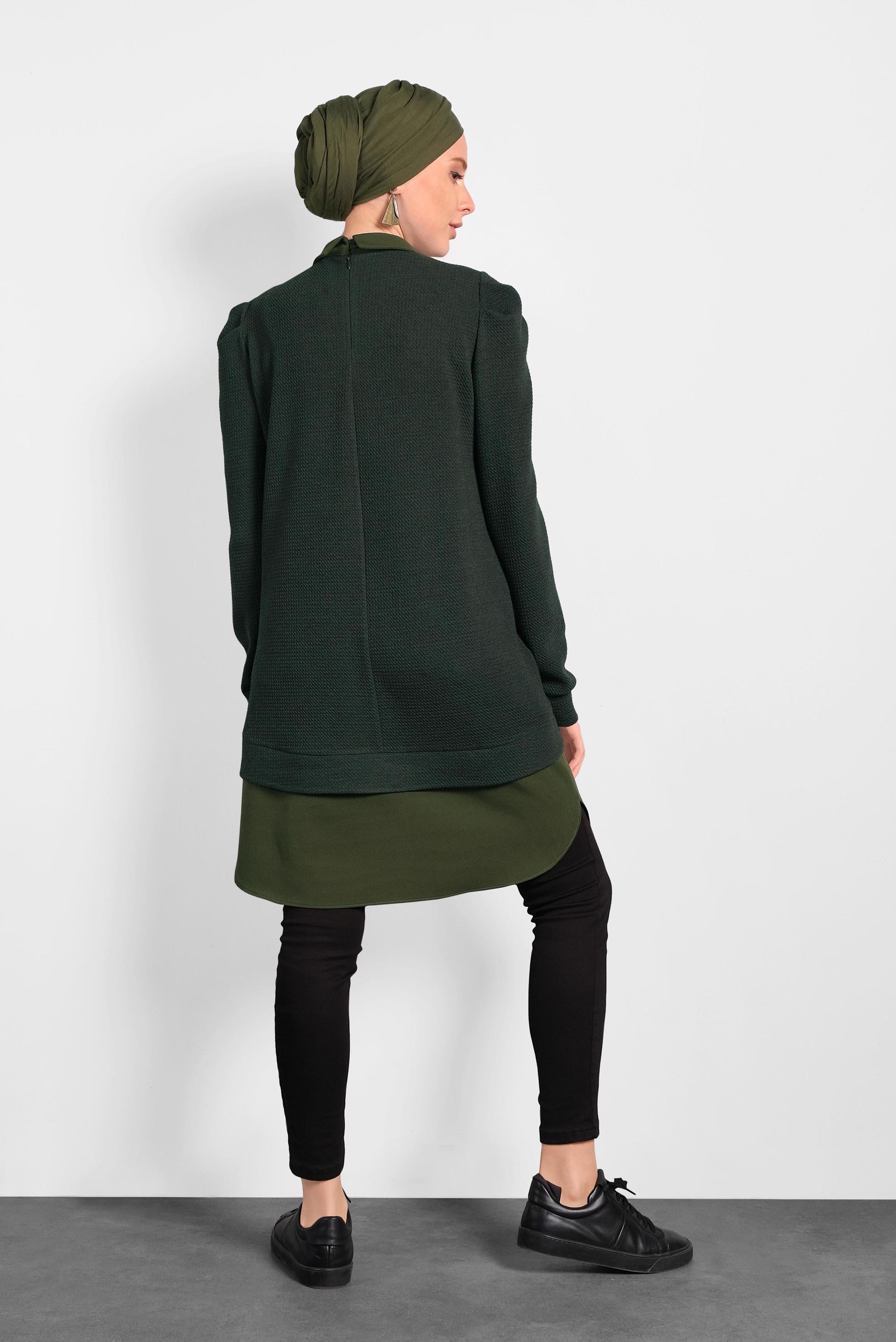 Tesettür giyim HAKİ GÖMLEK GARNİLİ TUNİK 40390