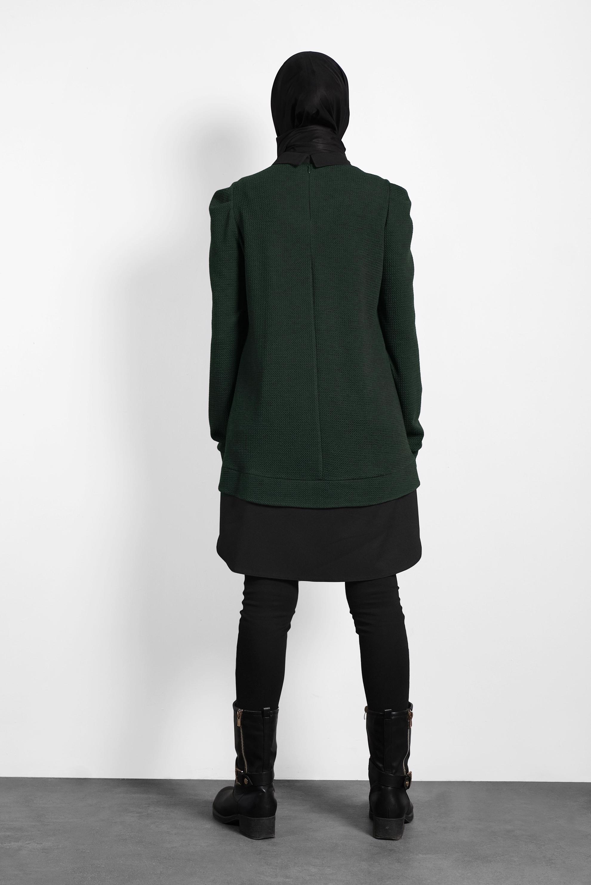 Tesettür giyim HAKİ GÖMLEK GARNİLİ TUNİK 40390