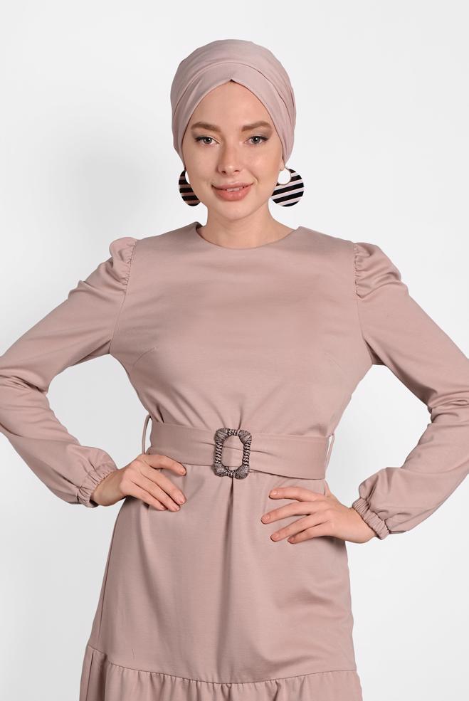 Hijab clothing  FLOUNCED BELTED TUNIC 40391 - ALVİNA