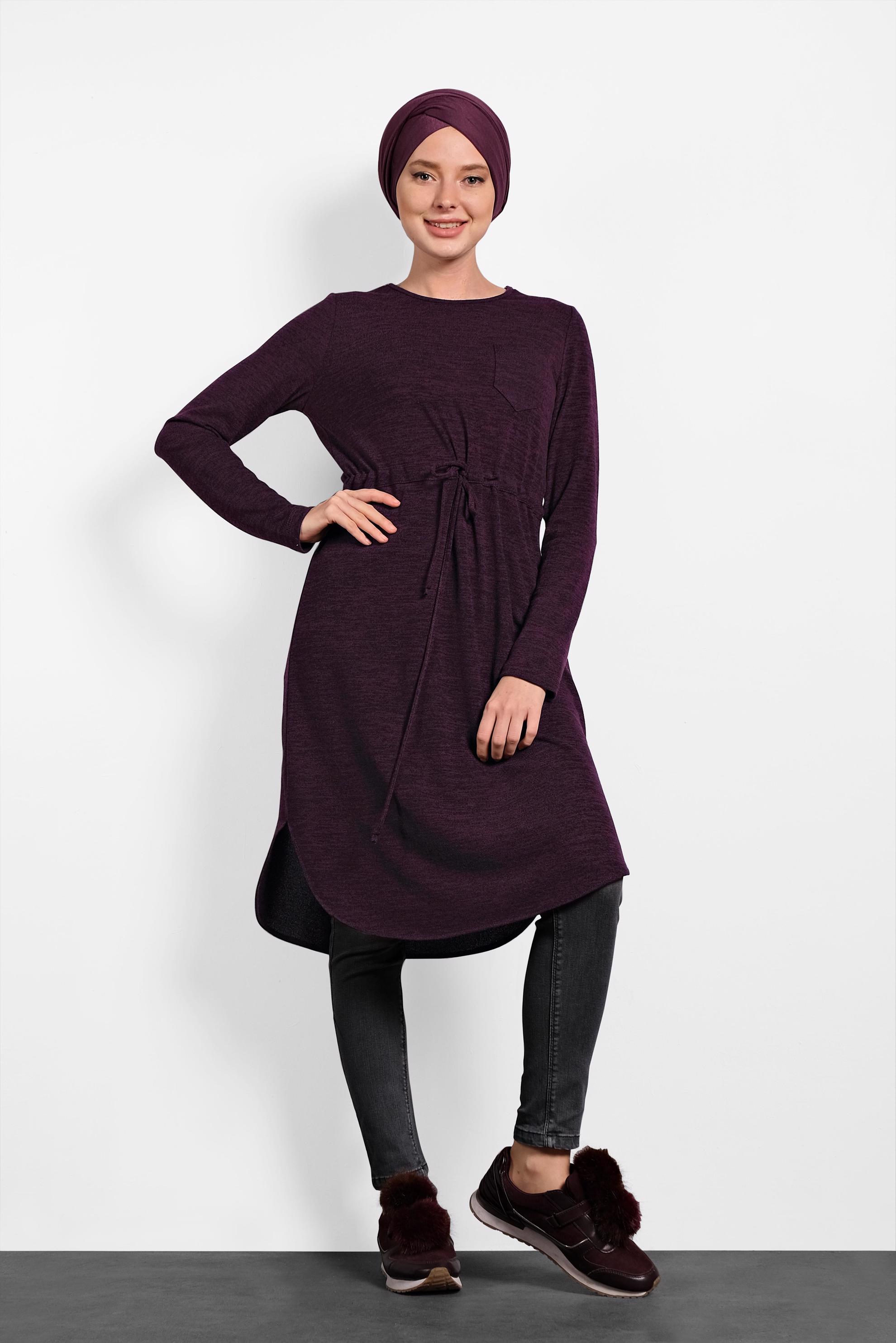 Tesettür giyim MÜRDÜM BELİ BAĞCIKLI TUNİK 40394