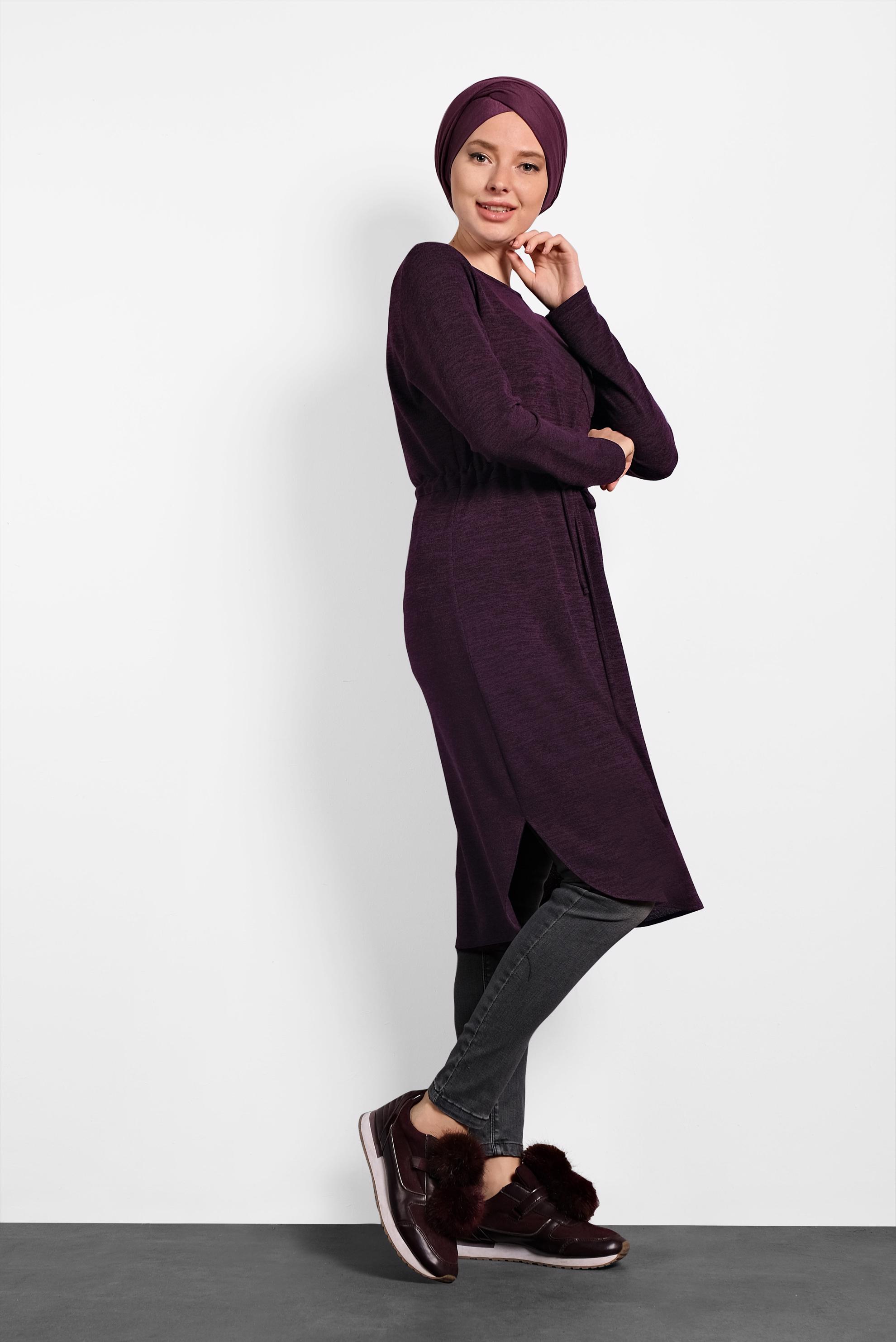 Tesettür giyim MÜRDÜM BELİ BAĞCIKLI TUNİK 40394