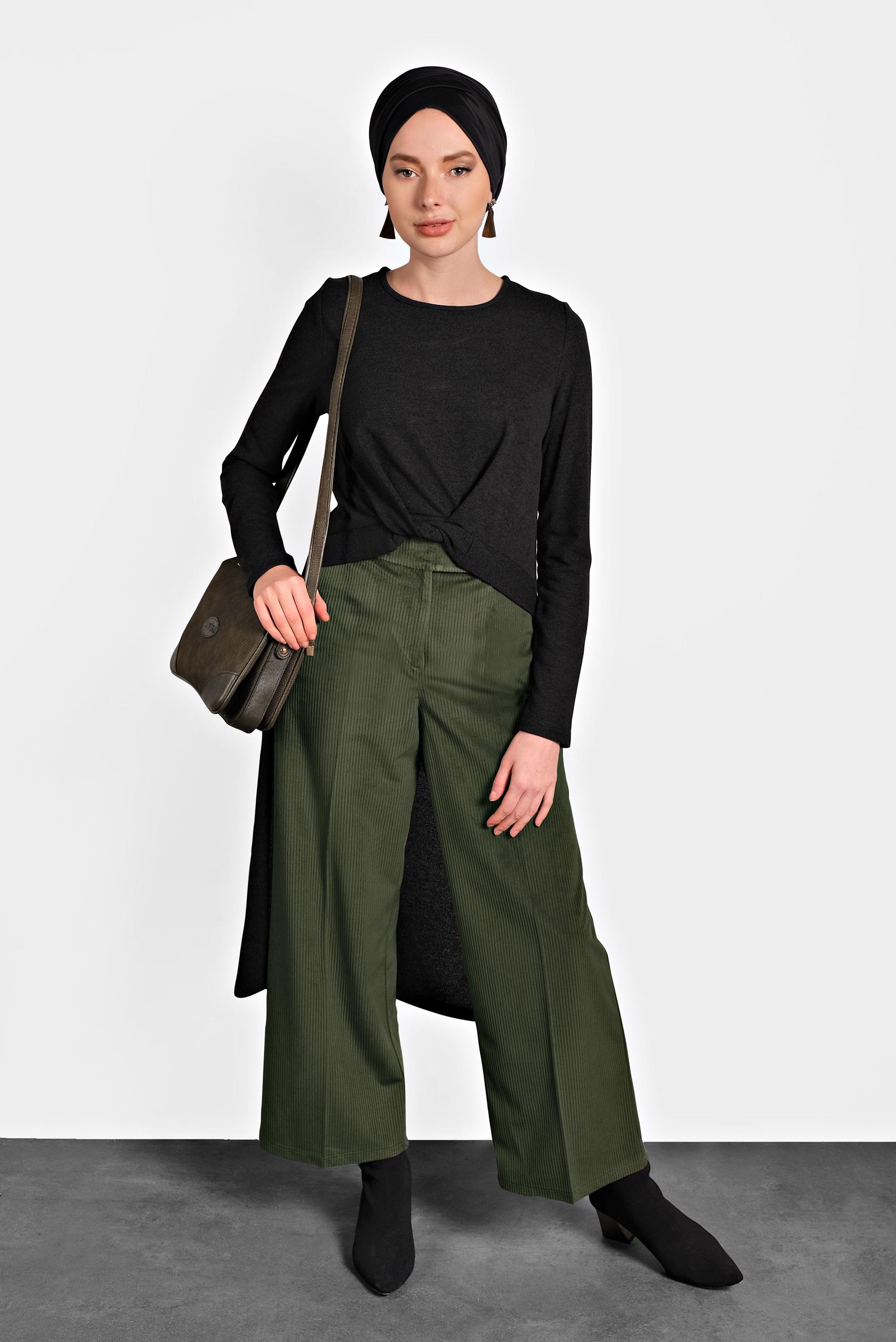 Tesettür giyim SİYAH ÖNÜ KISA ARKASI UZUN TUNİK 40400