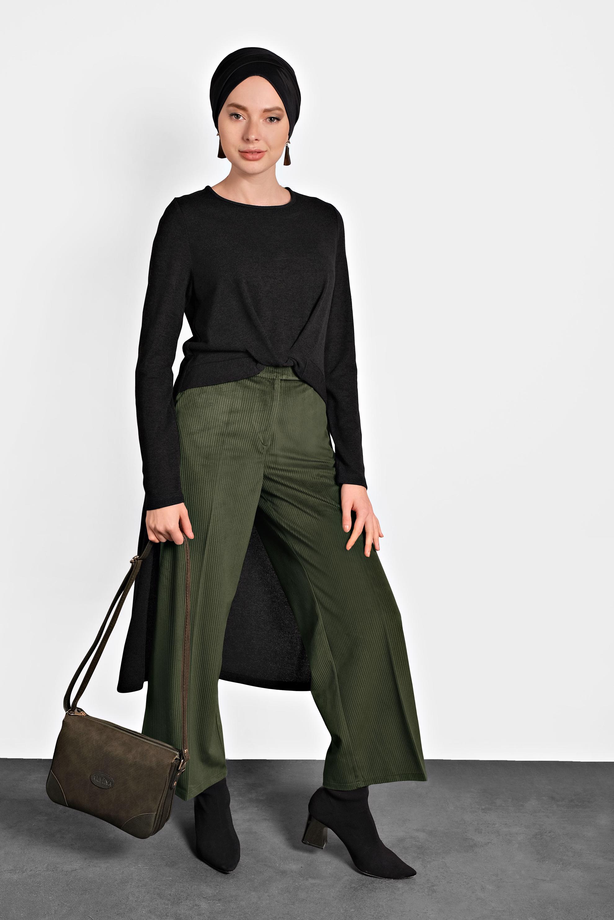 Tesettür giyim SİYAH ÖNÜ KISA ARKASI UZUN TUNİK 40400