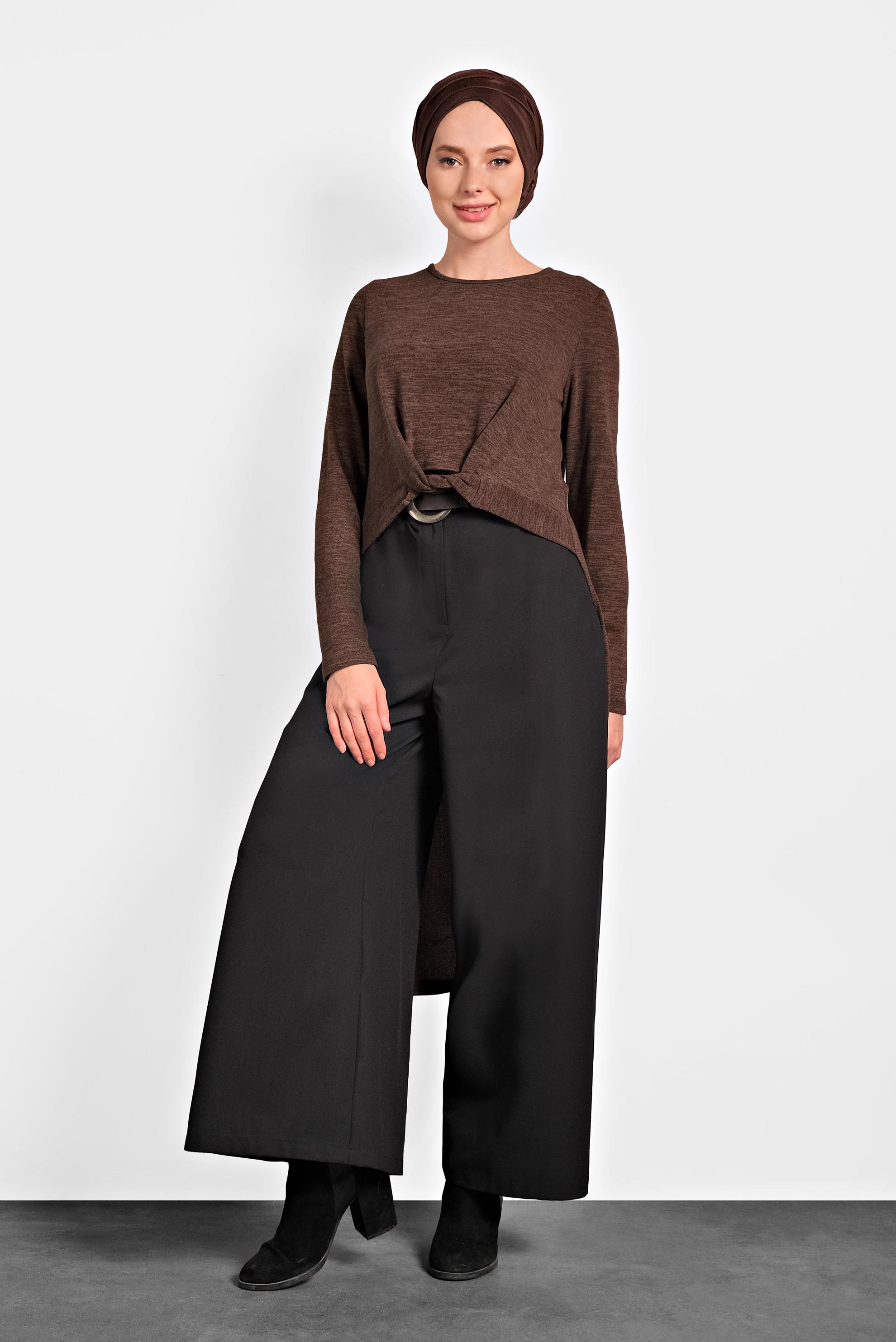 Tesettür giyim TURUNCU ÖNÜ KISA ARKASI UZUN TUNİK 40400