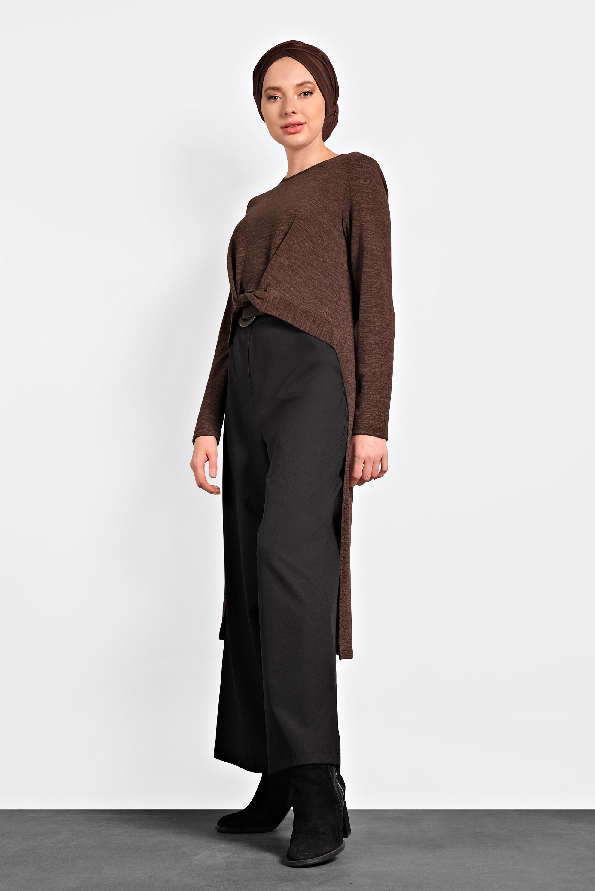 Tesettür giyim TURUNCU ÖNÜ KISA ARKASI UZUN TUNİK 40400