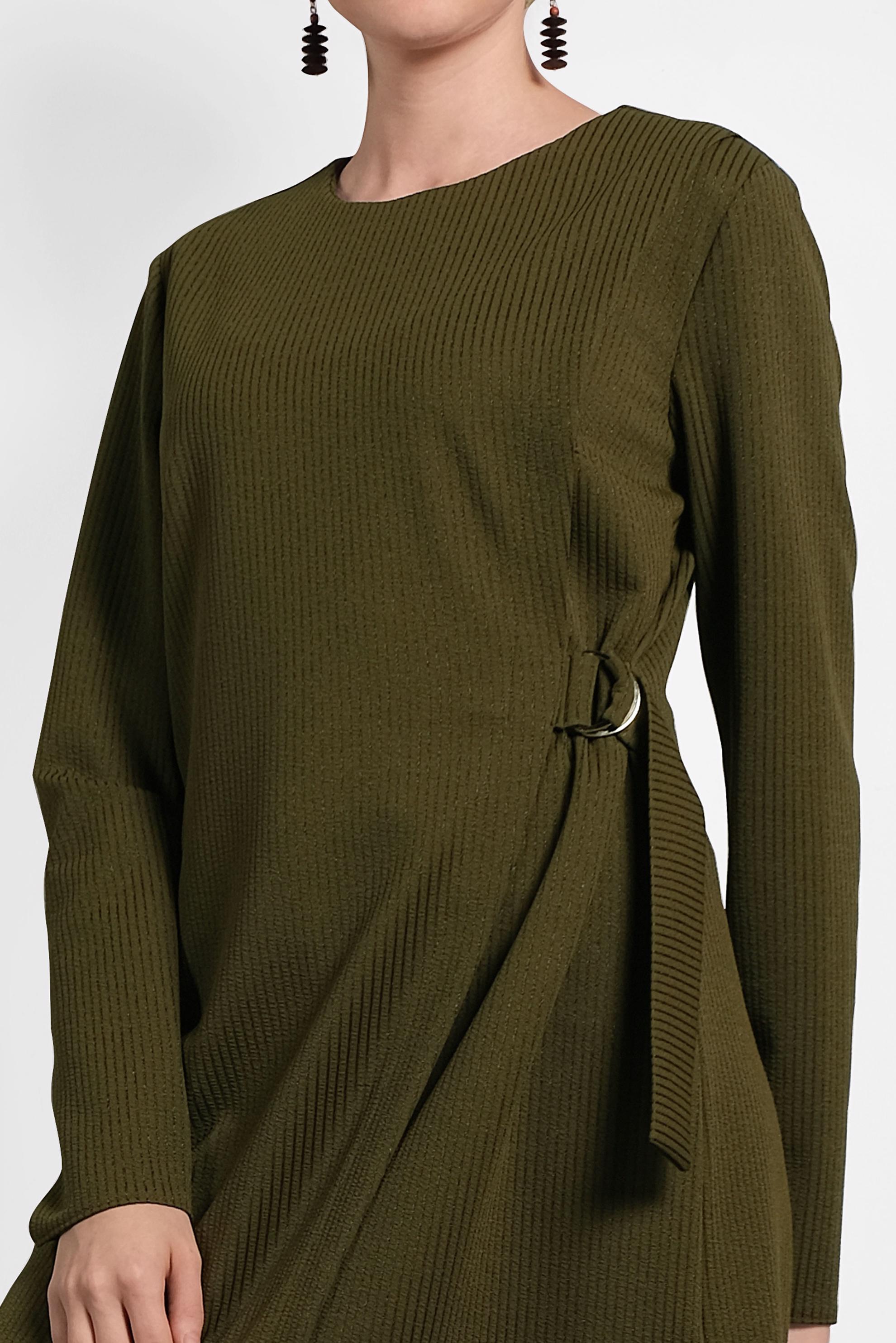 Tesettür giyim HAKİ ASİMETRİK KESİM TUNİK 40405