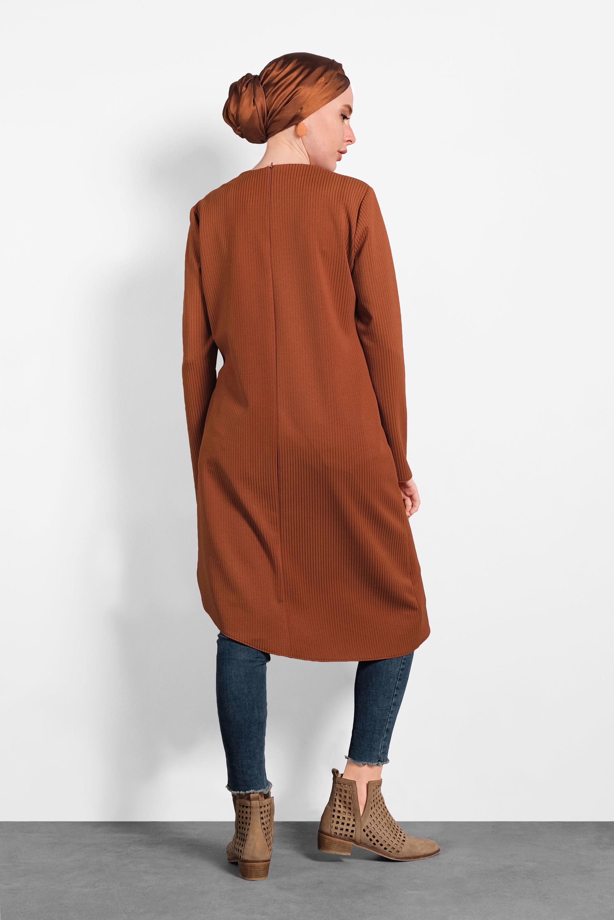 Tesettür giyim TABA ASİMETRİK KESİM TUNİK 40405