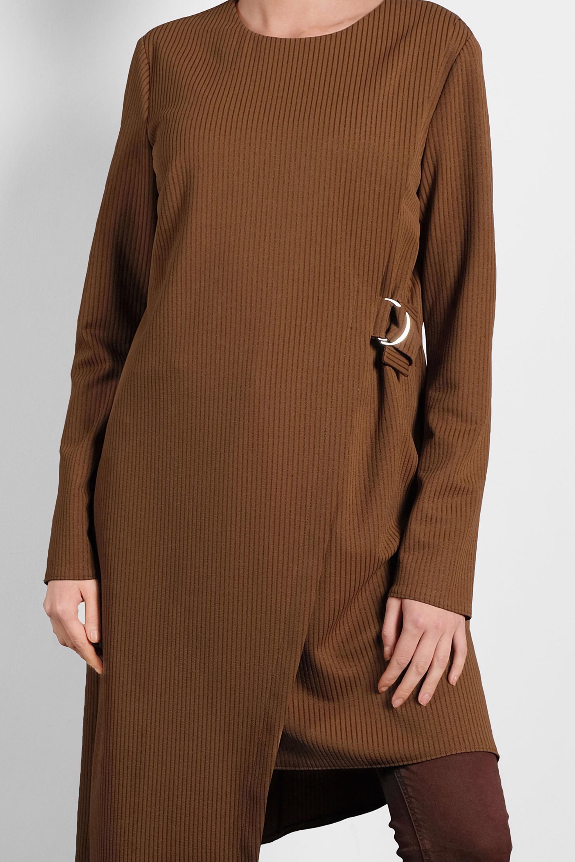 Tesettür giyim KAHVE ASİMETRİK KESİM TUNİK 40405