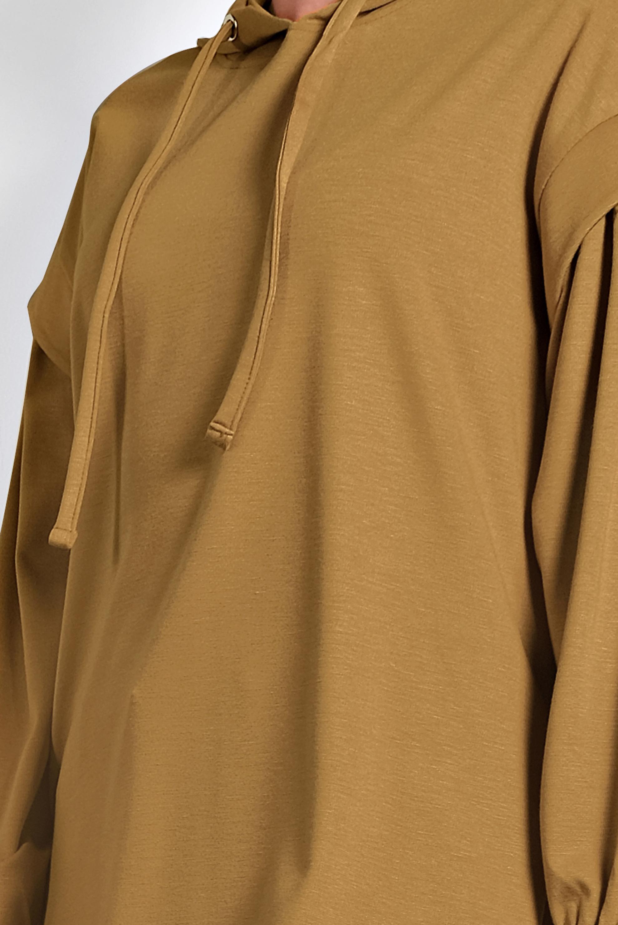 Tesettür giyim SARI KAPÜŞONLU TUNİK 40408