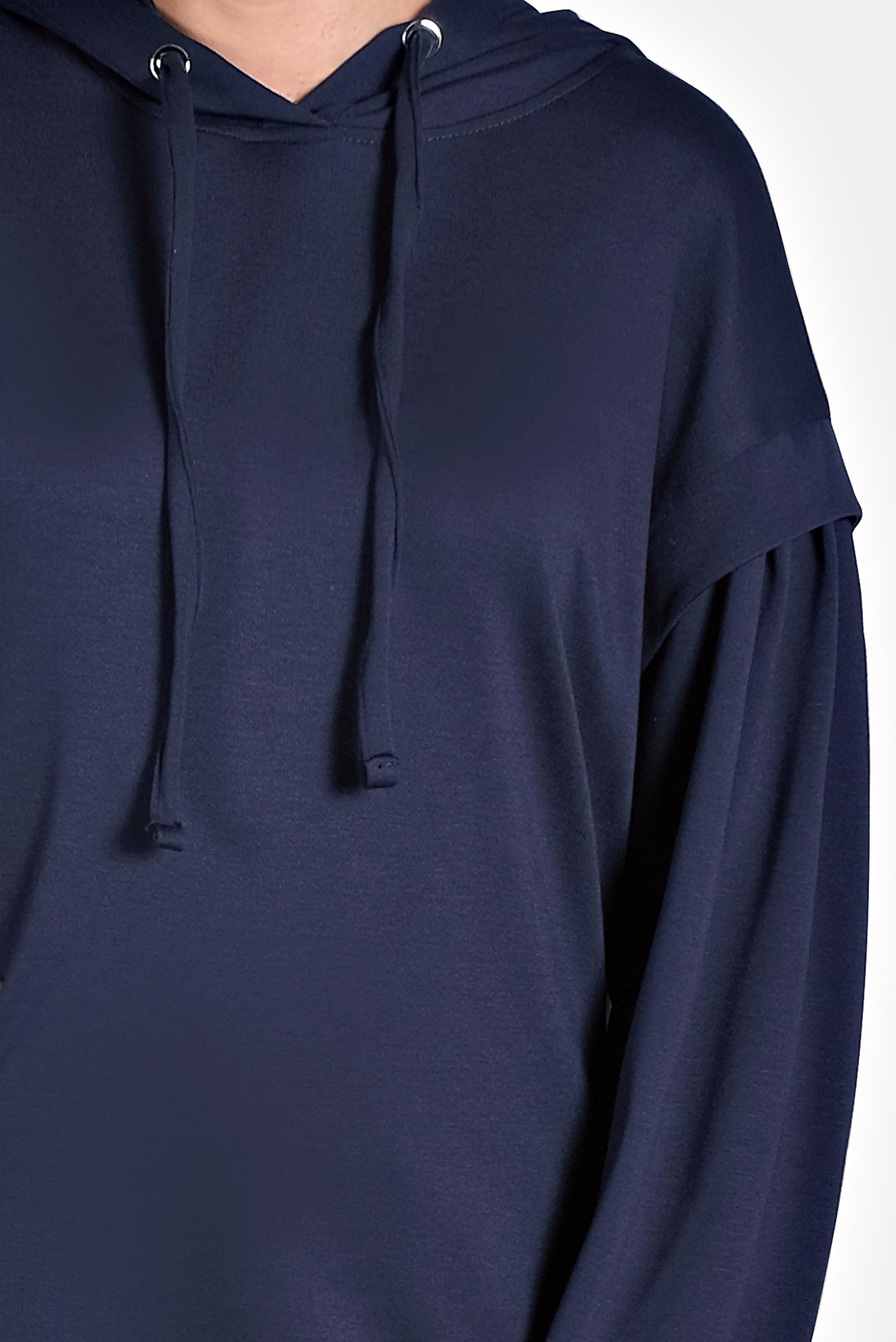 Tesettür giyim LACİVERT KAPÜŞONLU TUNİK 40408