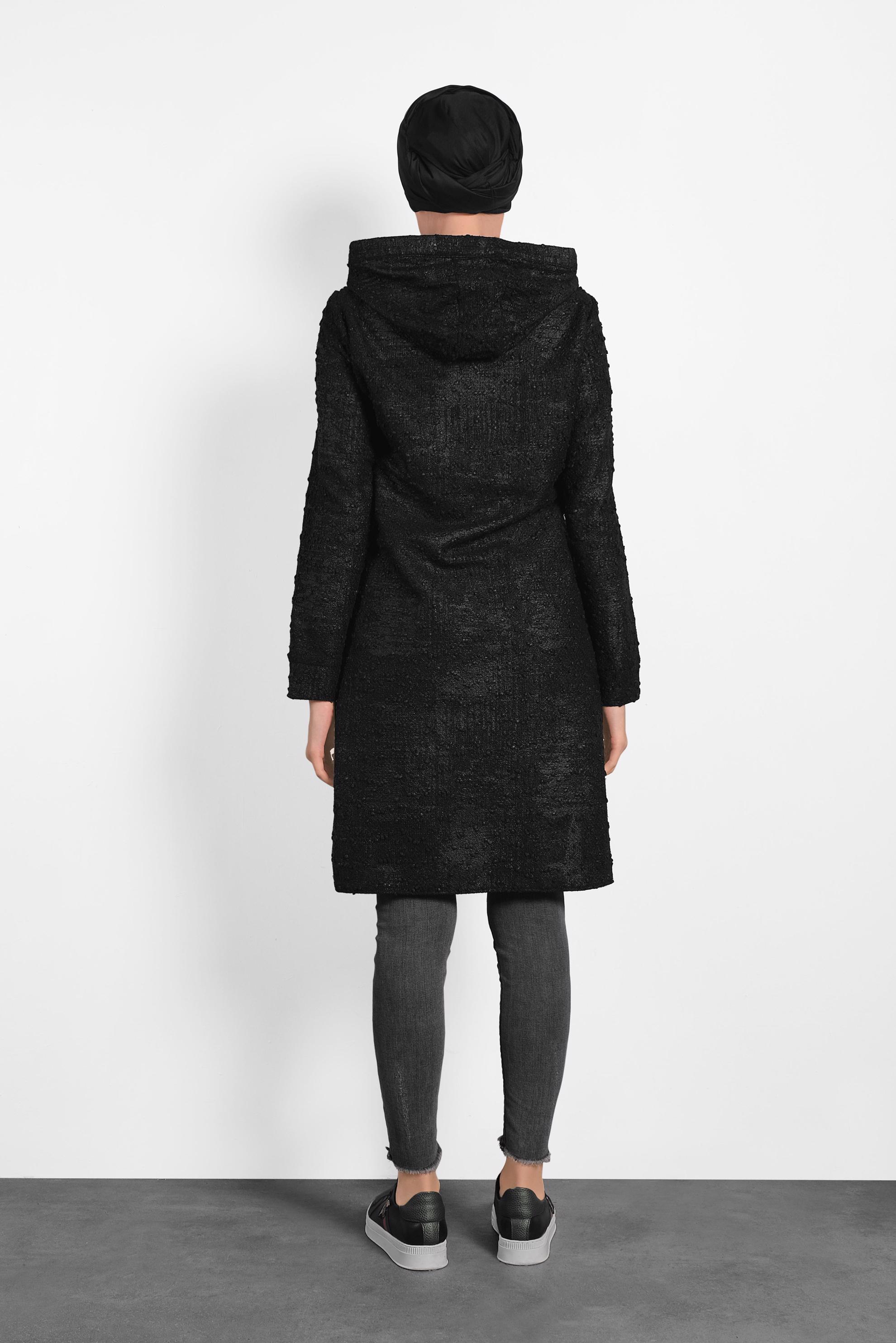 Tesettür giyim SİYAH ETEK UCU BÜZGÜLÜ TUNİK 40409