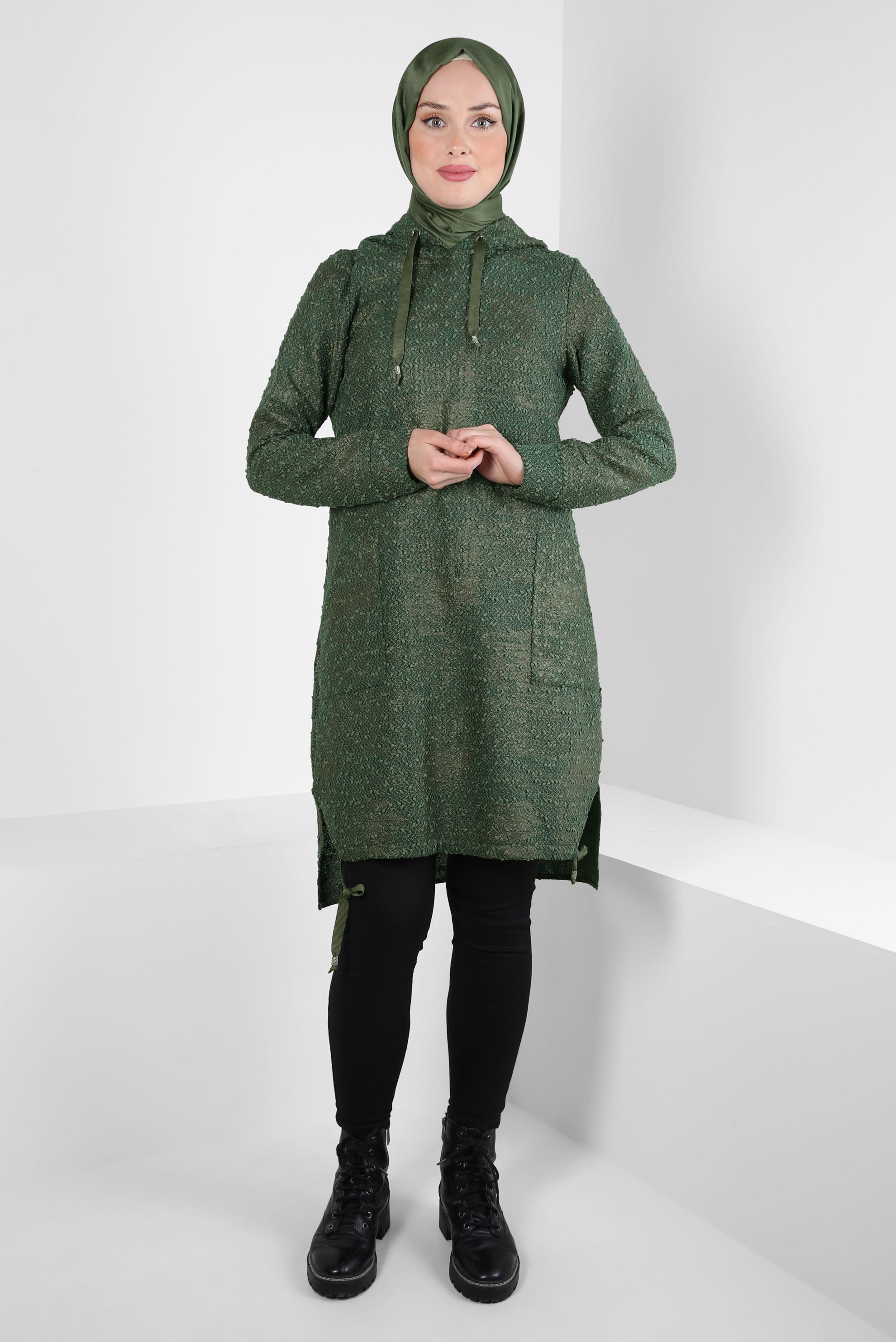 Hijab clothing GREEN SMOKED-HEM TUNIC 40409