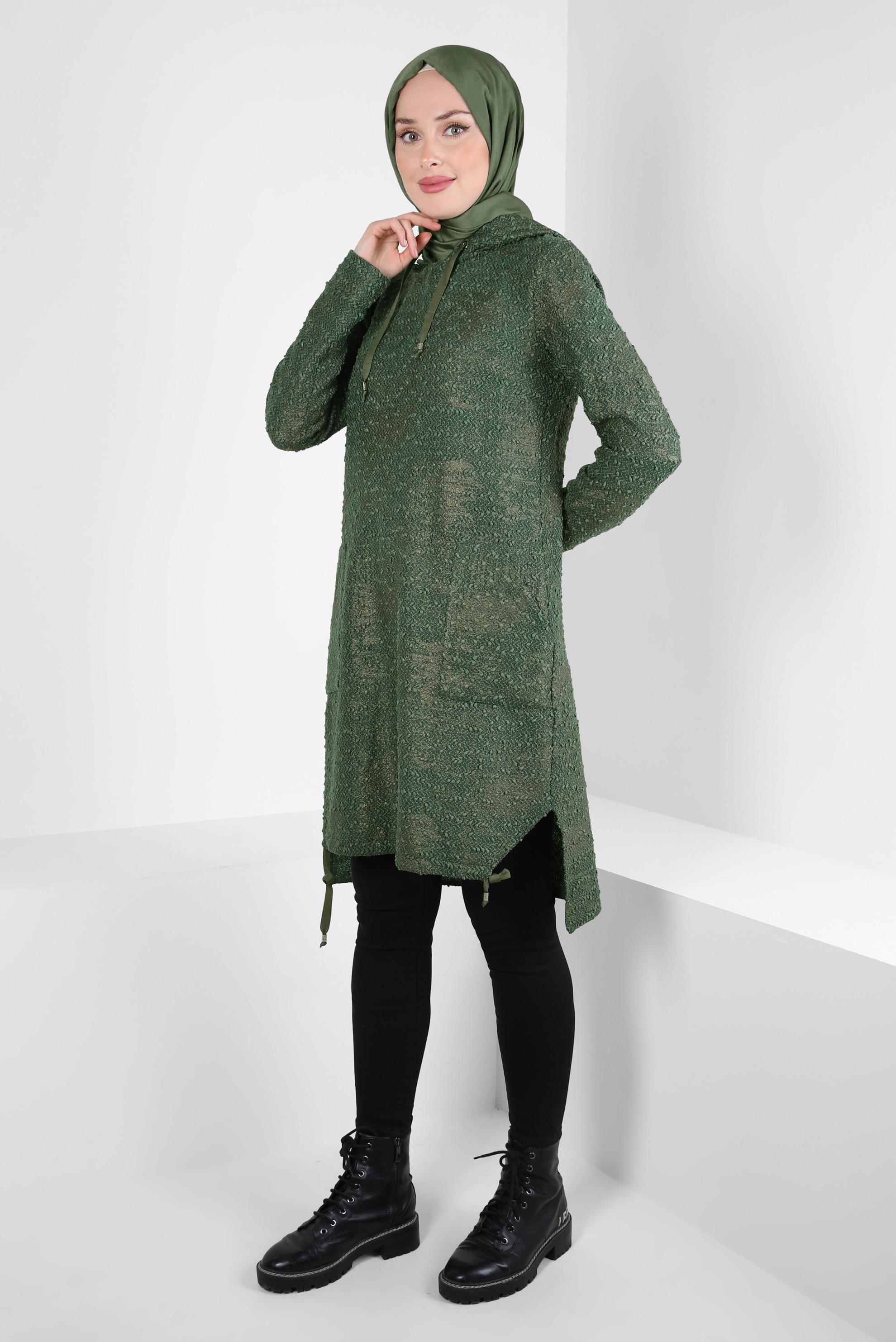 Hijab clothing GREEN SMOKED-HEM TUNIC 40409