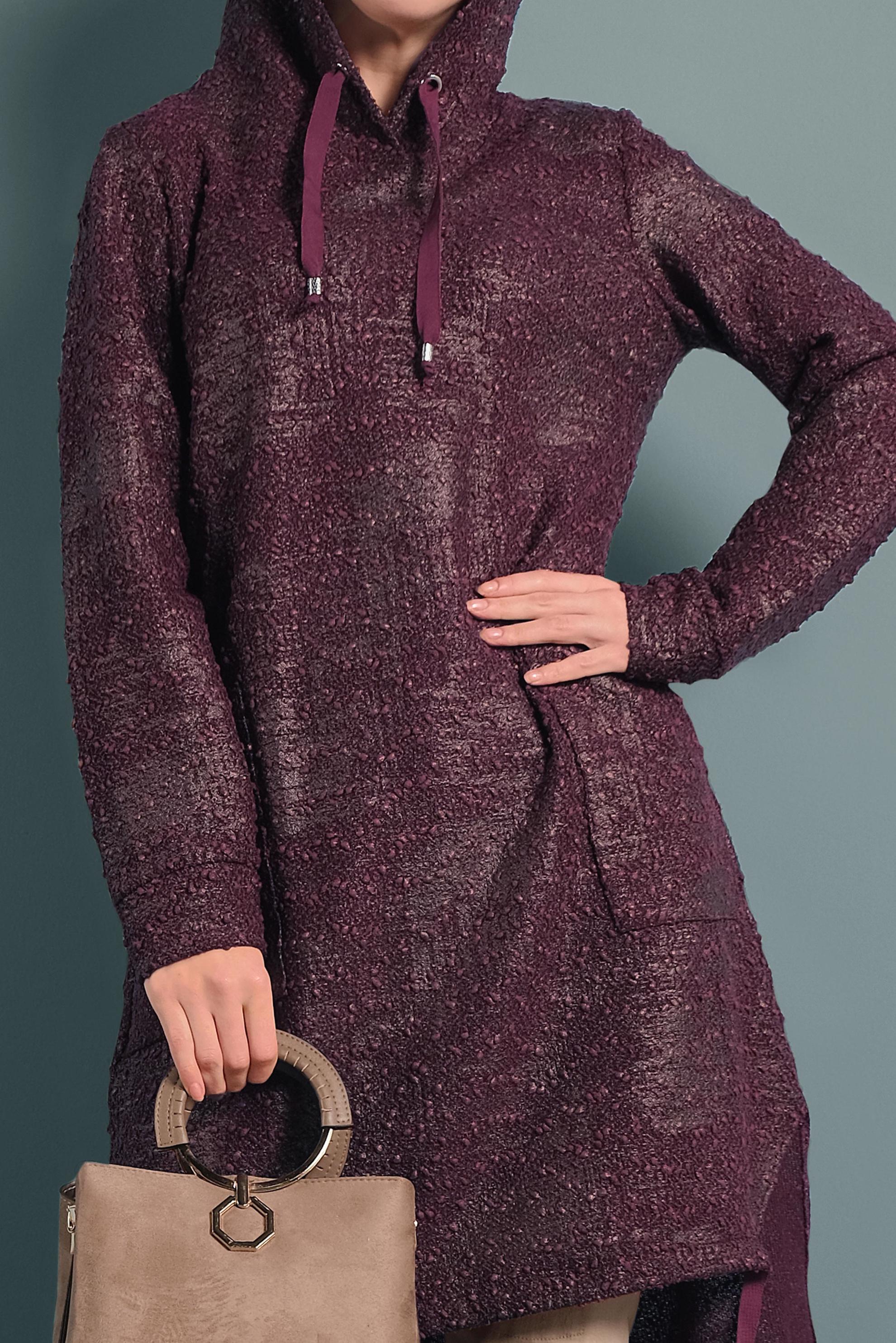 Tesettür giyim MÜRDÜM ETEK UCU BÜZGÜLÜ TUNİK 40409