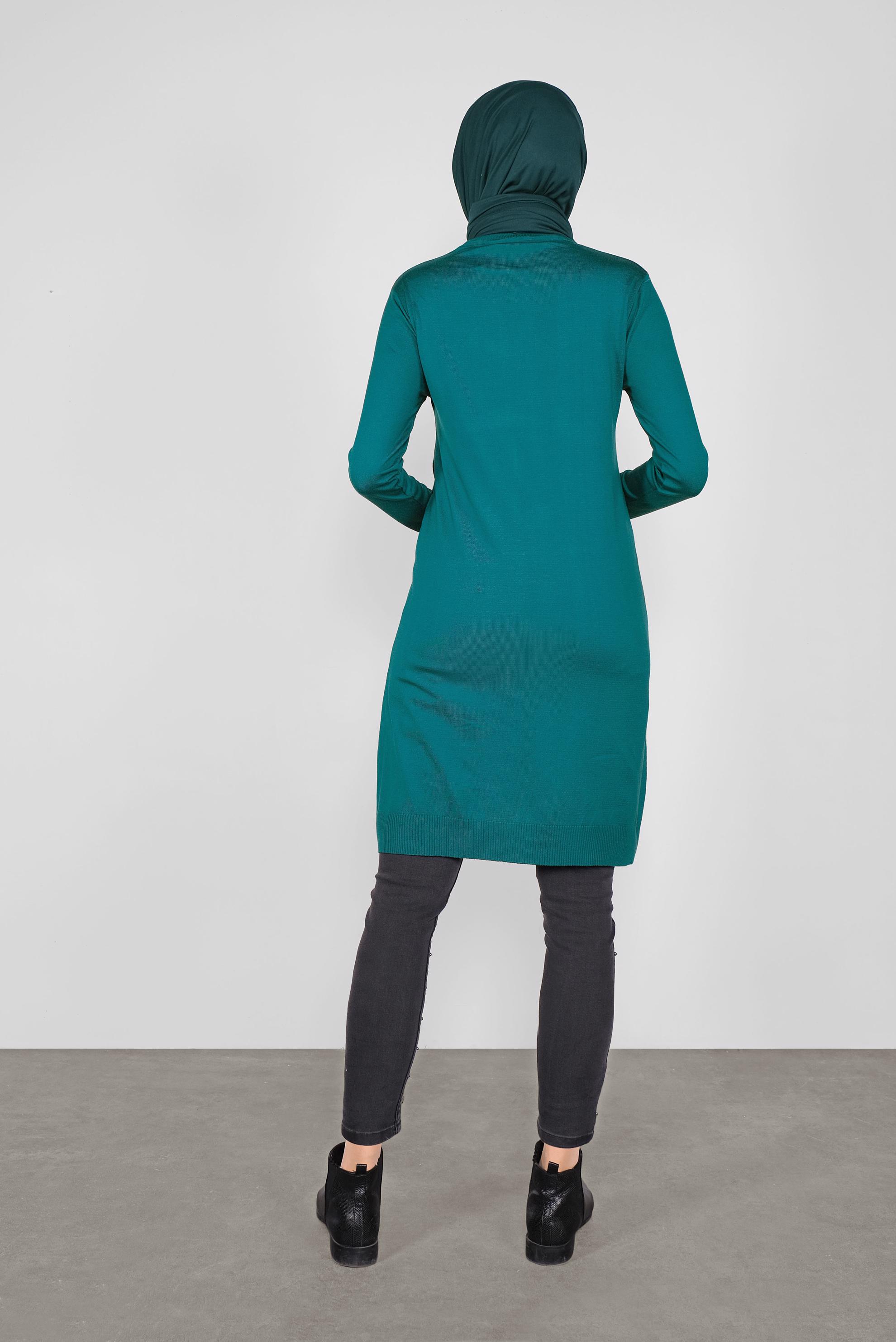 Tesettür giyim MAVİ BELDEN BAĞCIKLI TRİKO TUNİK 41000