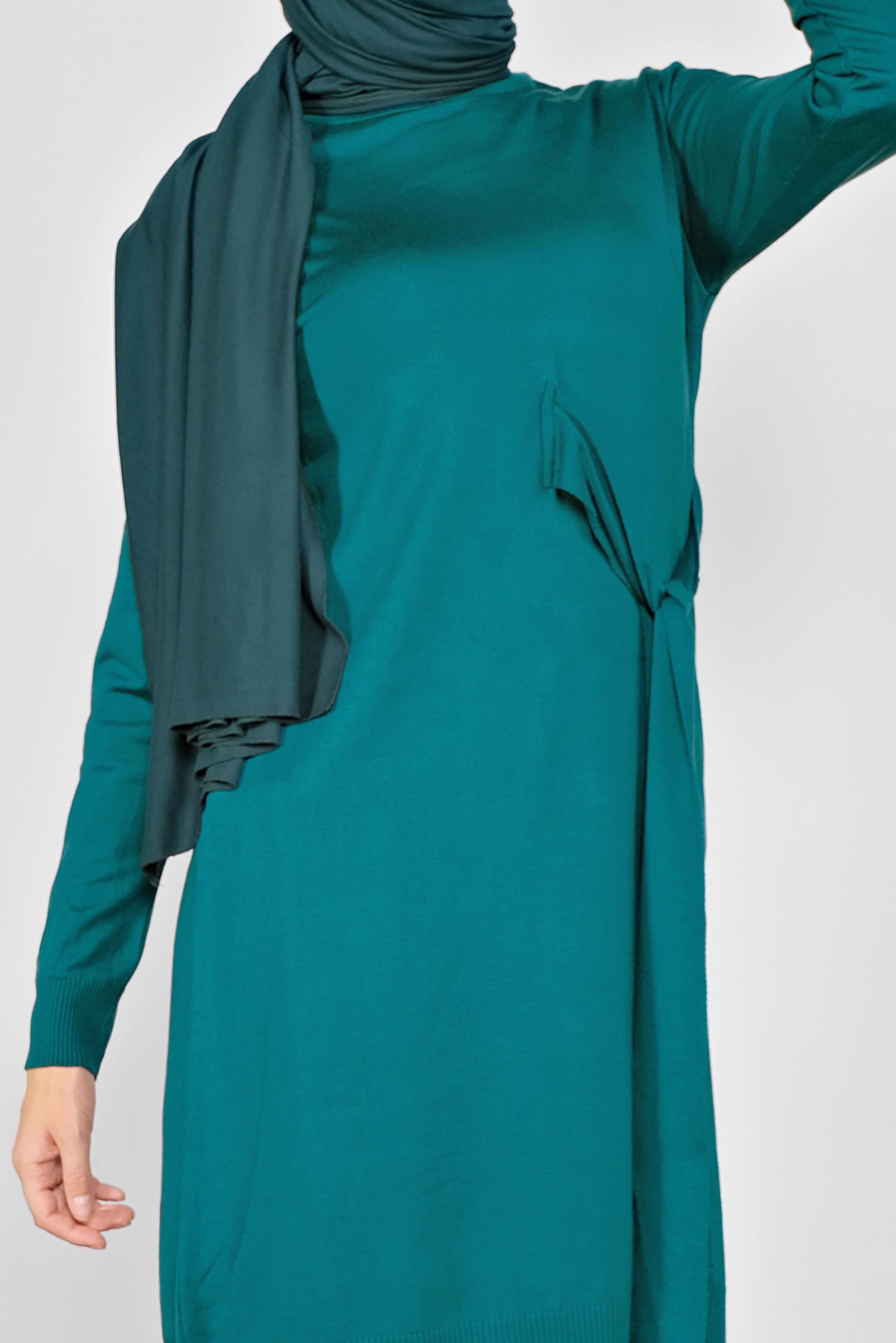 Tesettür giyim MAVİ BELDEN BAĞCIKLI TRİKO TUNİK 41000