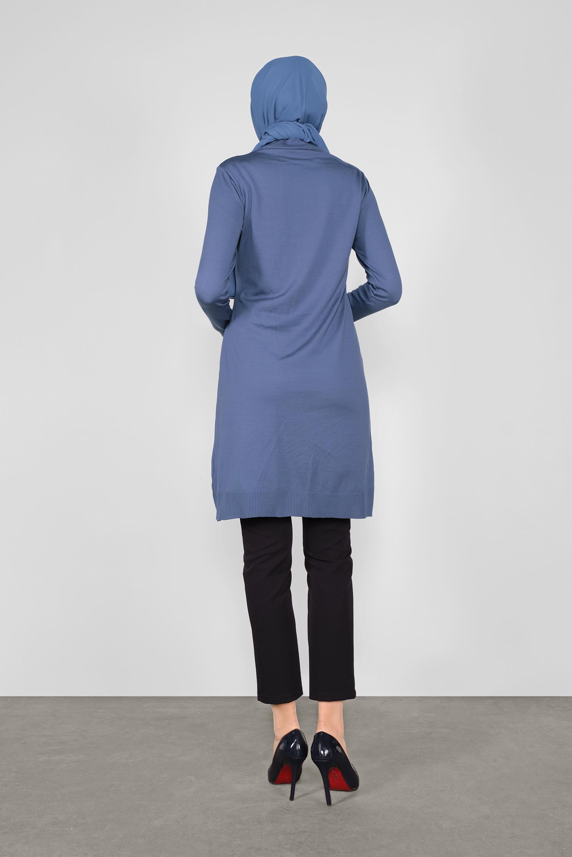 Tesettür giyim LACİVERT BELDEN BAĞCIKLI TRİKO TUNİK 41000