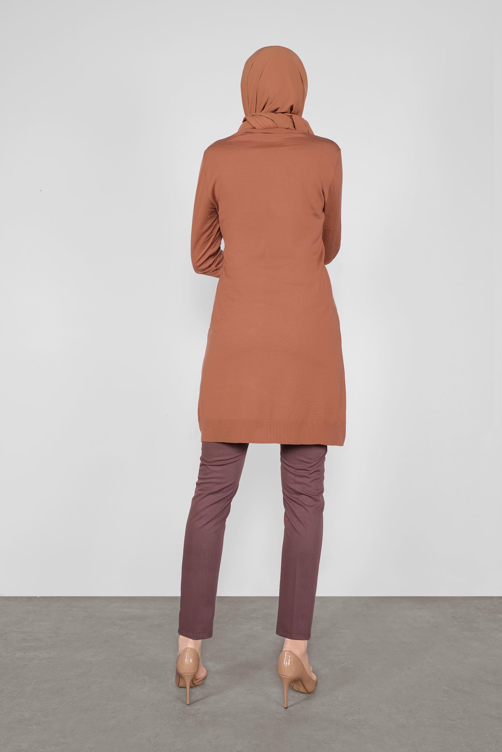 Tesettür giyim TURUNCU BELDEN BAĞCIKLI TRİKO TUNİK 41000