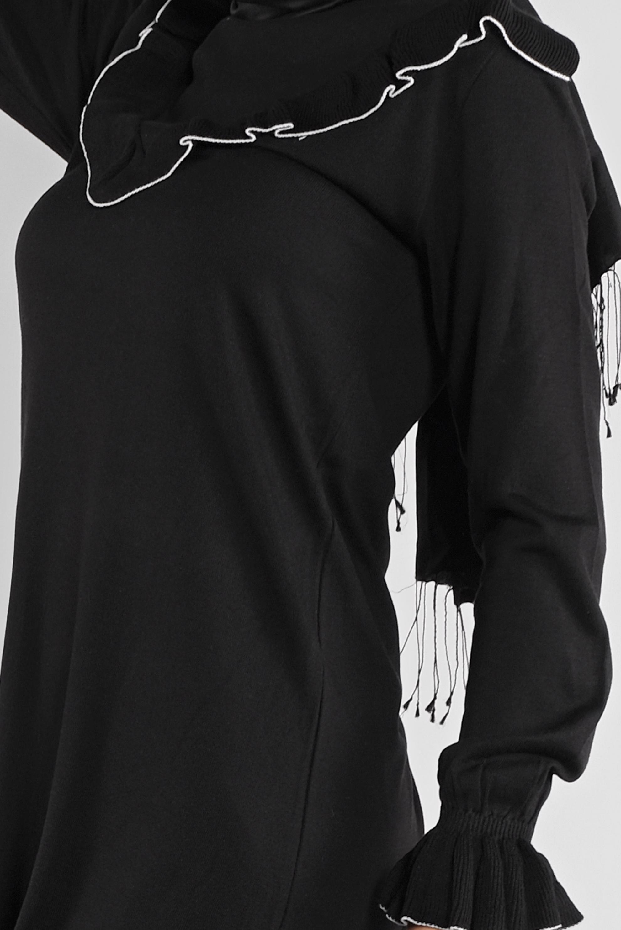 Tesettür giyim SİYAH  FIRFIRLI TRİKO TUNİK 41002