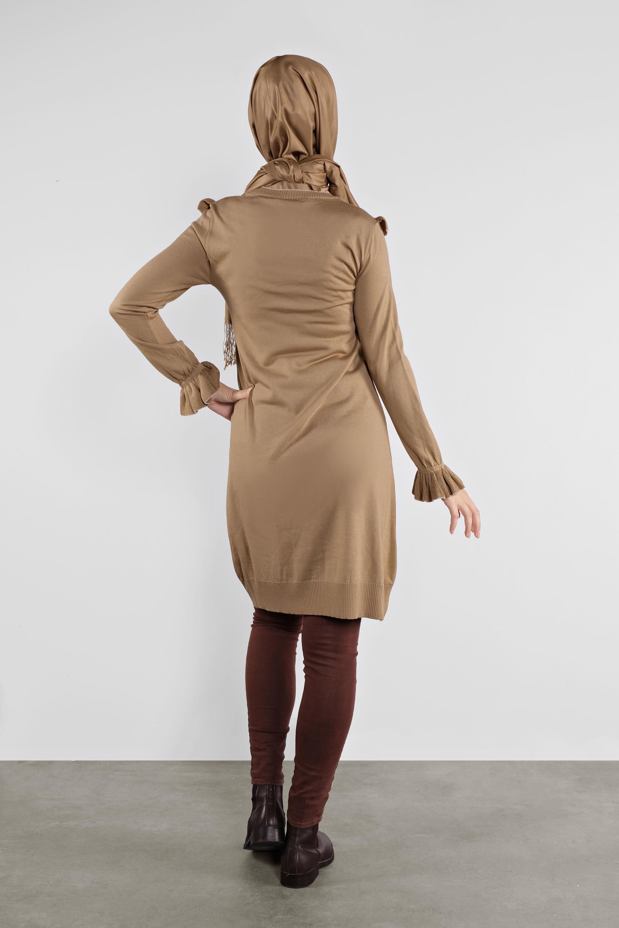 Tesettür giyim KAHVE  FIRFIRLI TRİKO TUNİK 41002