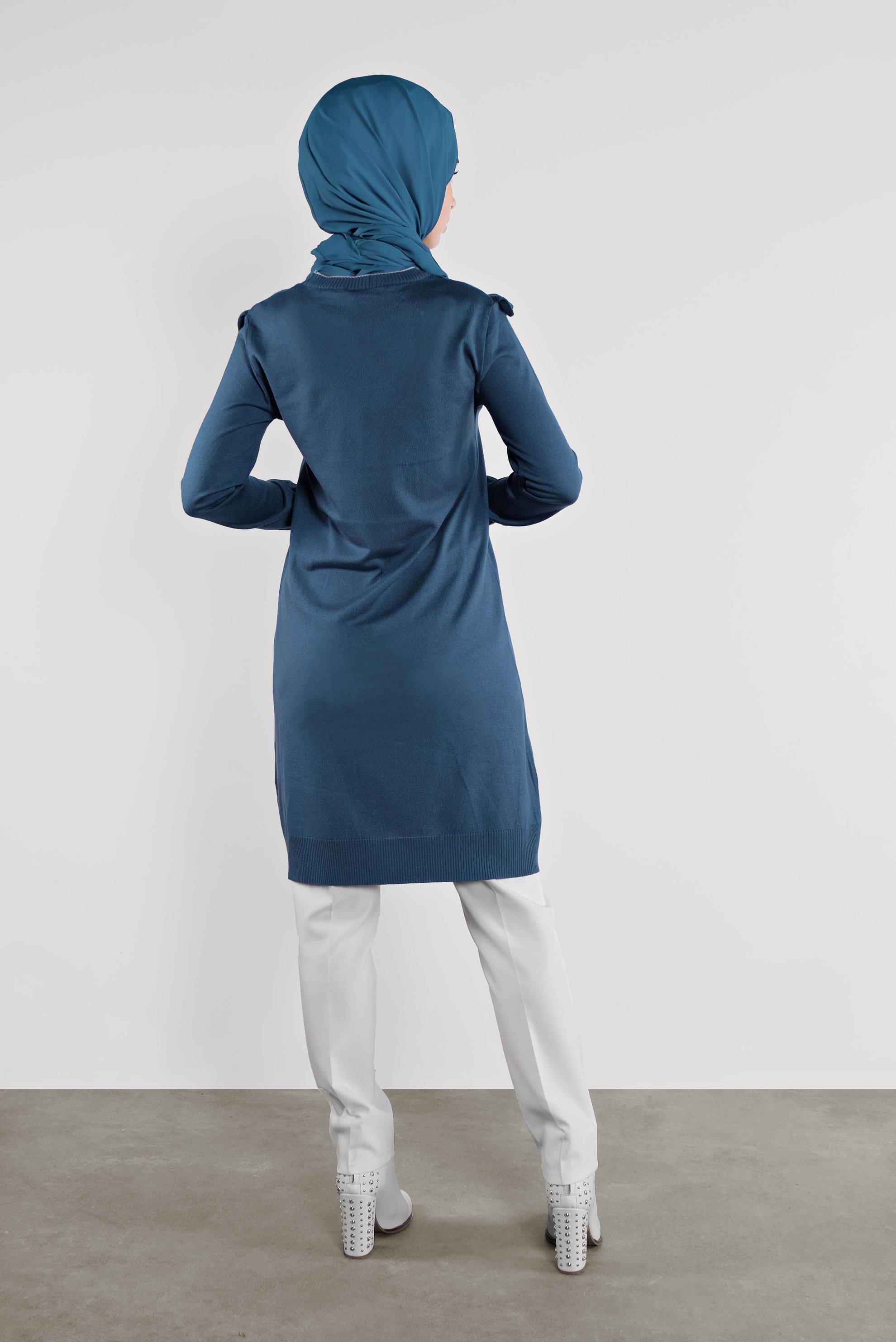 Tesettür giyim LACİVERT  FIRFIRLI TRİKO TUNİK 41002