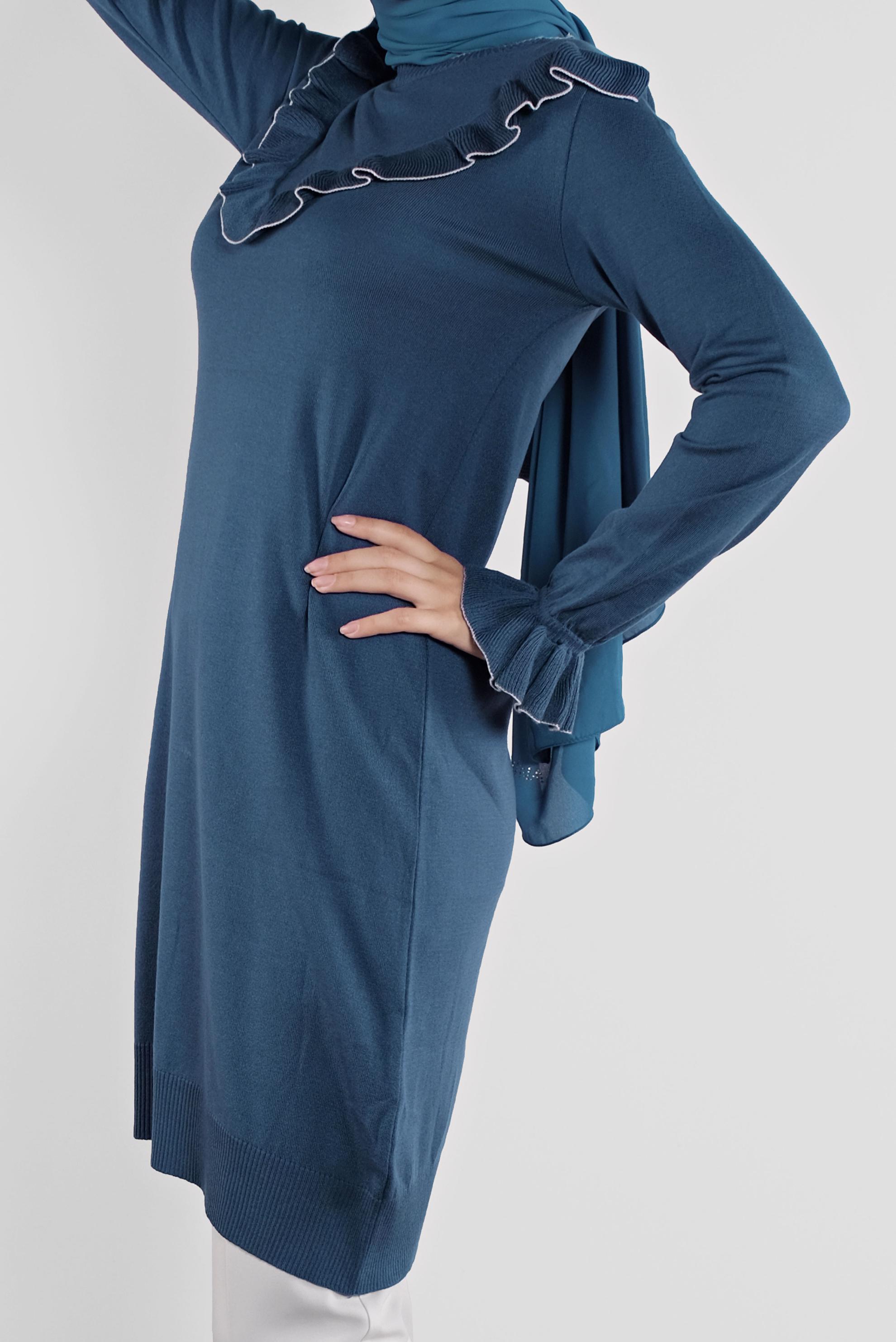 Tesettür giyim LACİVERT  FIRFIRLI TRİKO TUNİK 41002