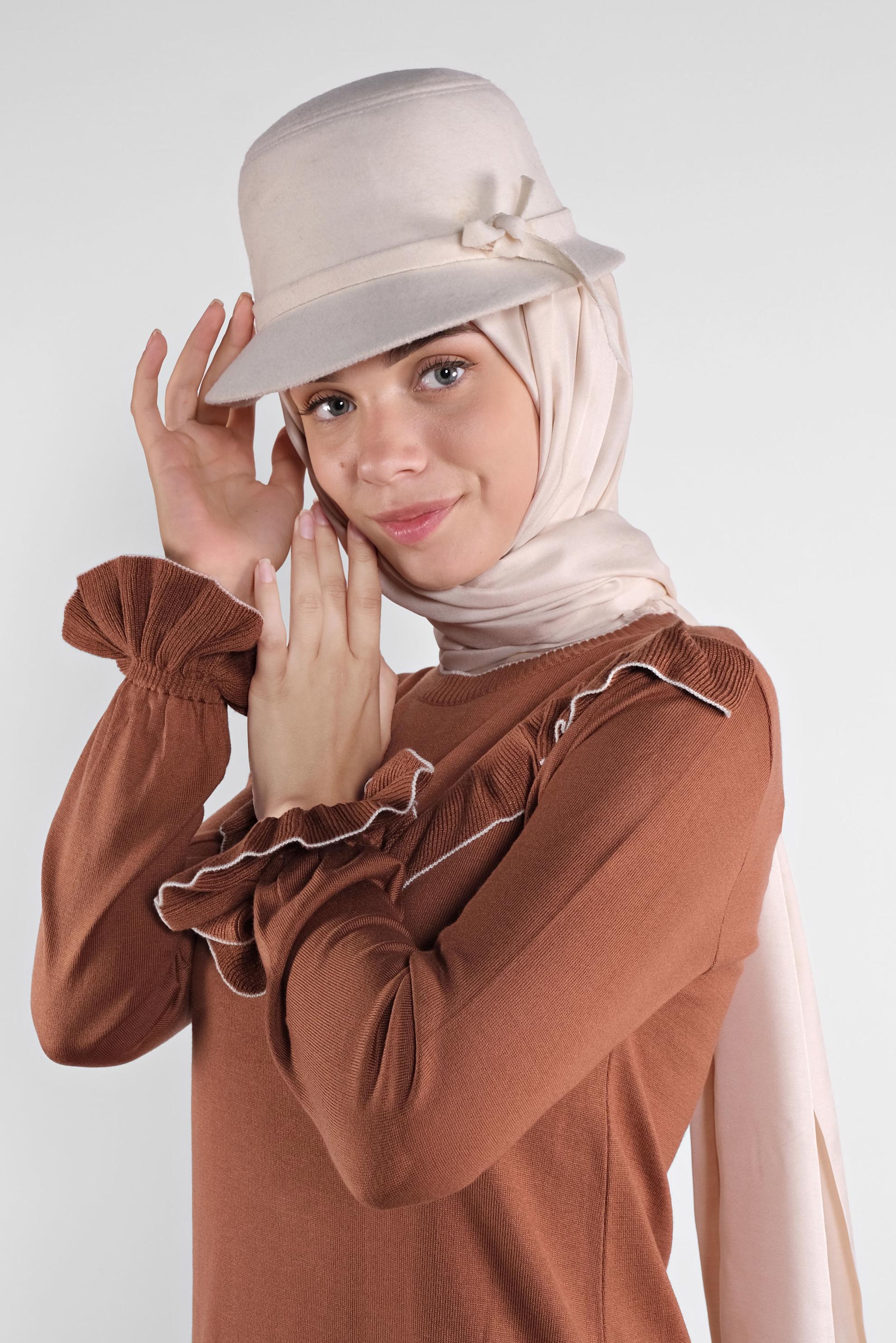 Tesettür giyim TURUNCU  FIRFIRLI TRİKO TUNİK 41002