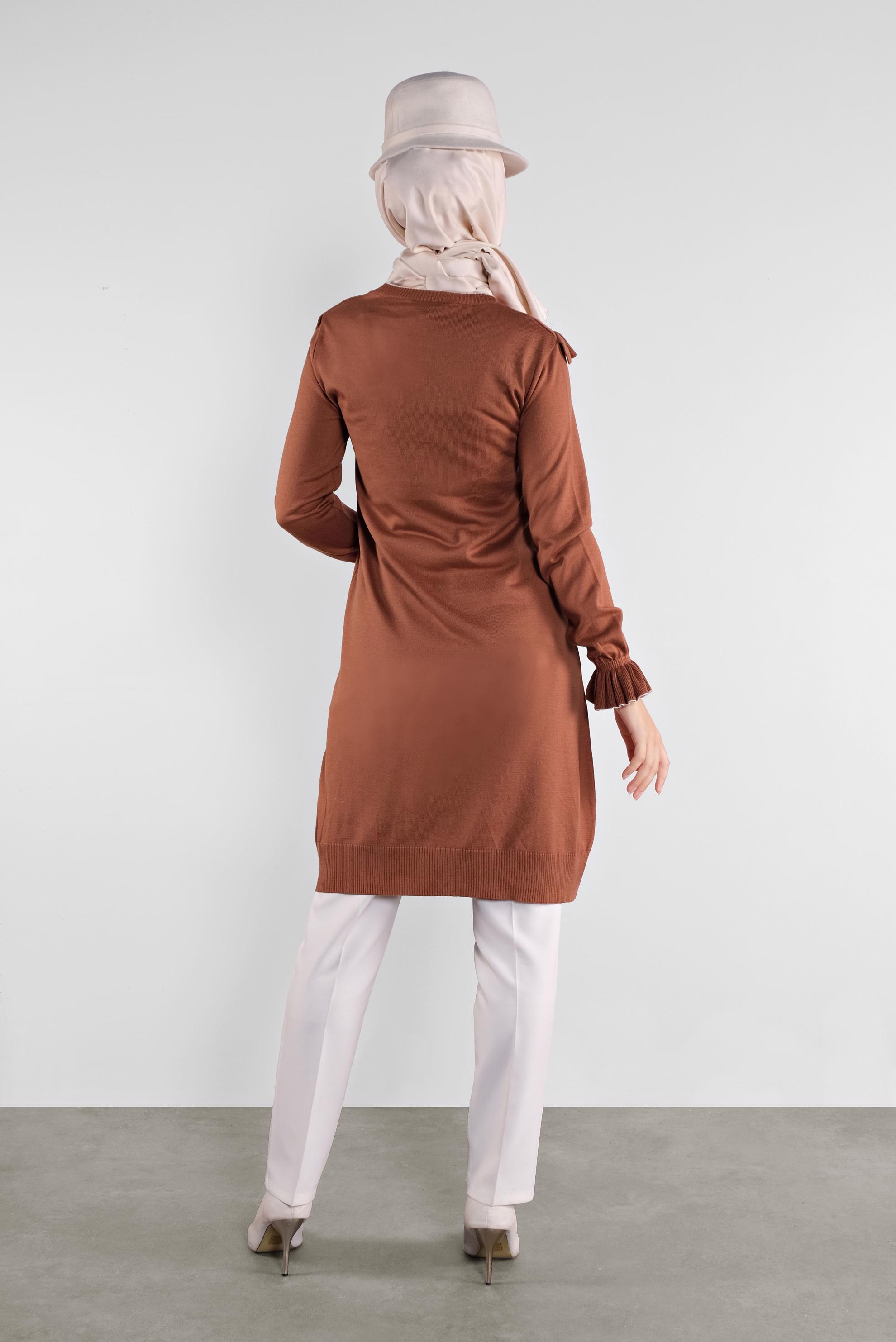 Tesettür giyim TURUNCU  FIRFIRLI TRİKO TUNİK 41002