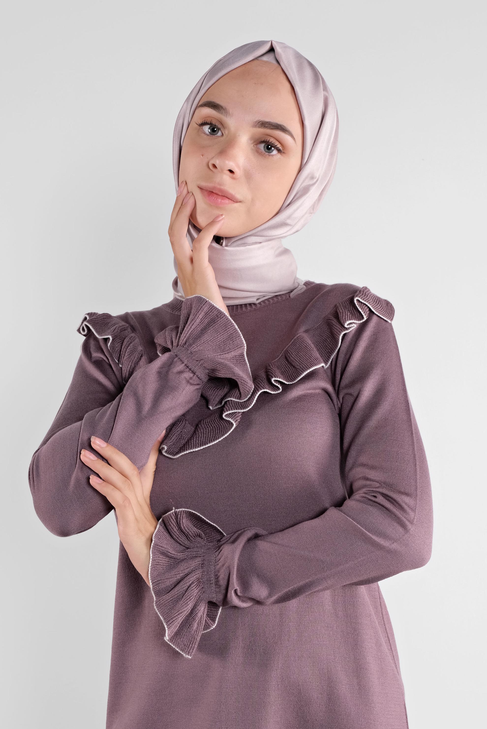 Tesettür giyim MOR  FIRFIRLI TRİKO TUNİK 41002