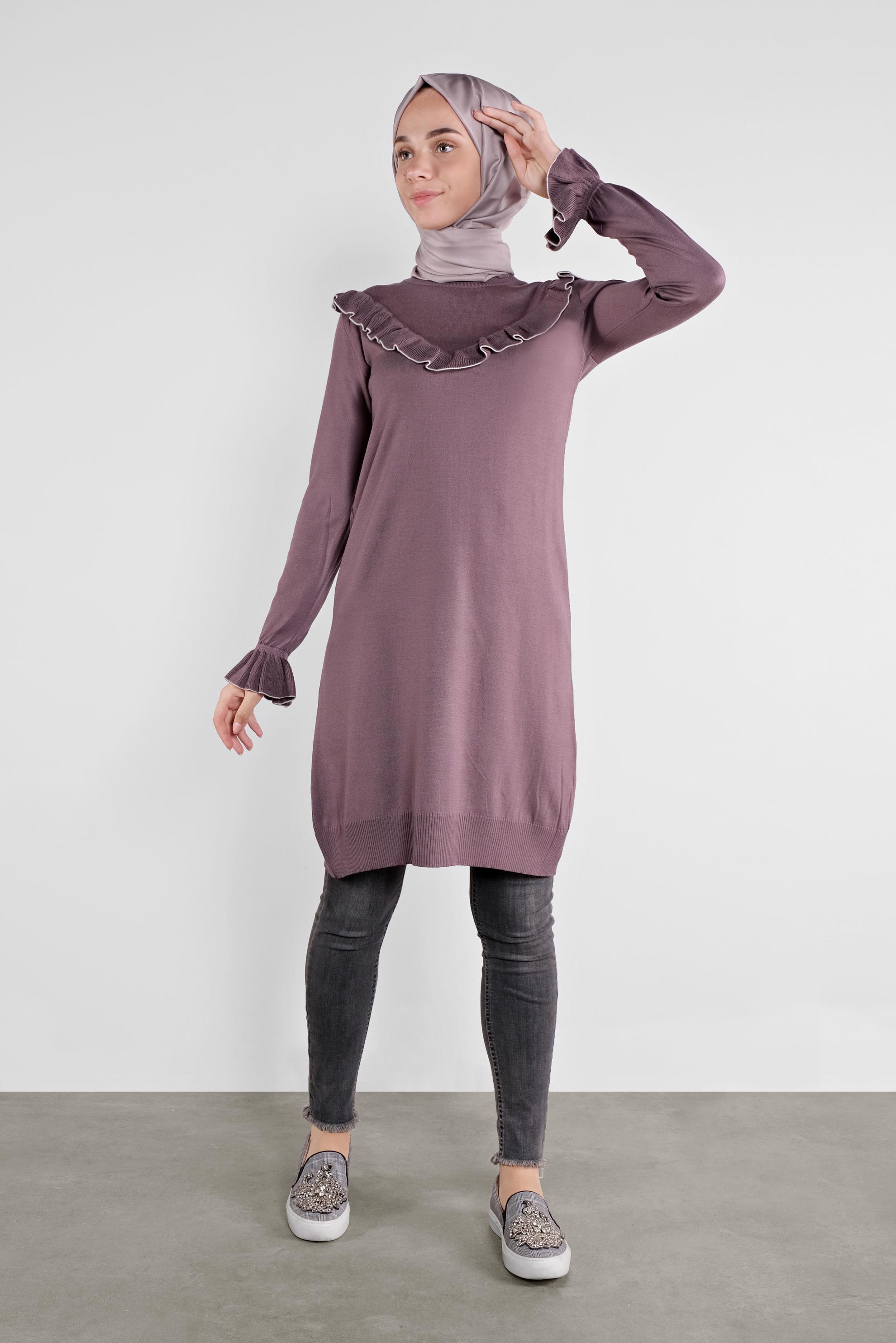 Tesettür giyim MOR  FIRFIRLI TRİKO TUNİK 41002