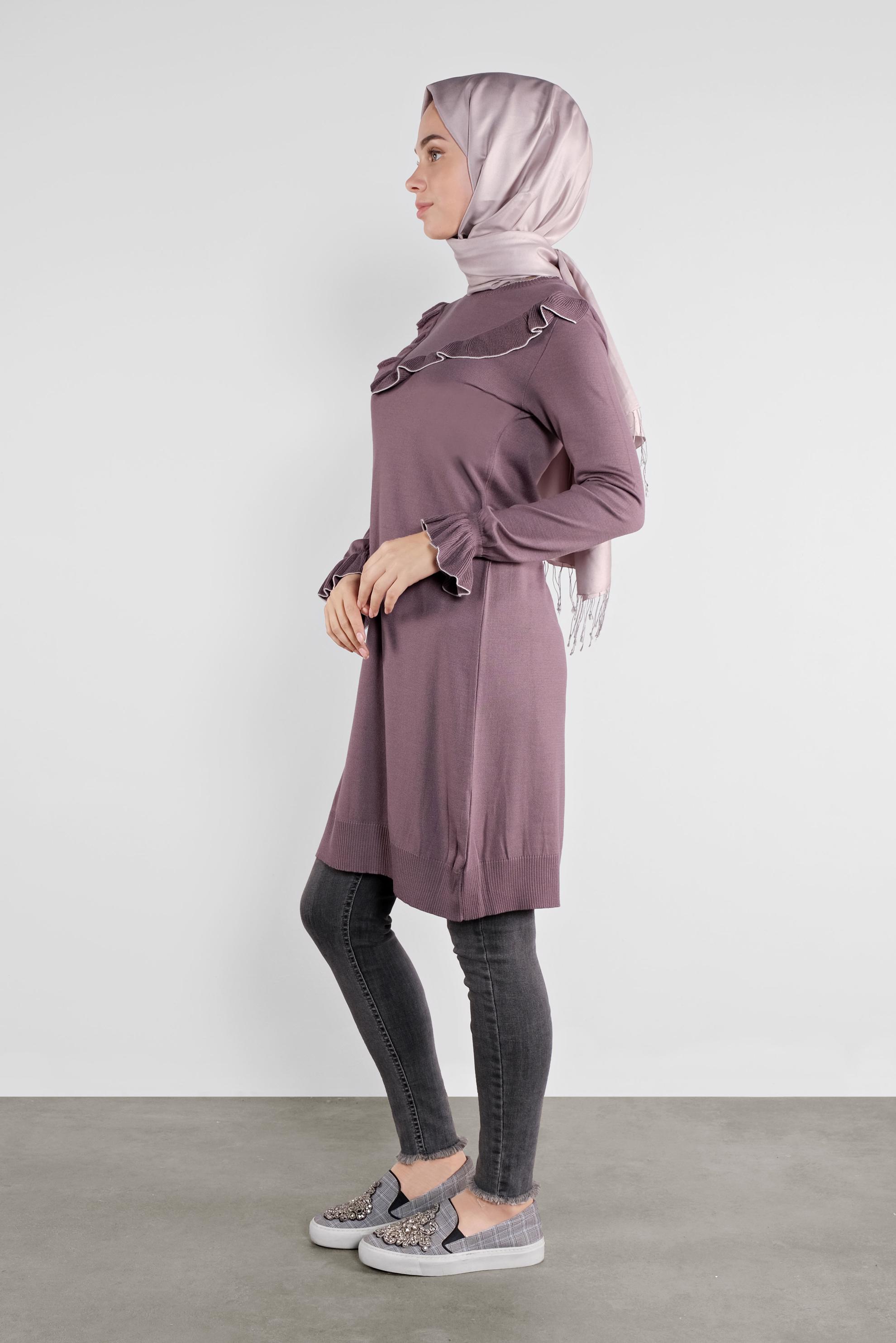 Tesettür giyim MOR  FIRFIRLI TRİKO TUNİK 41002