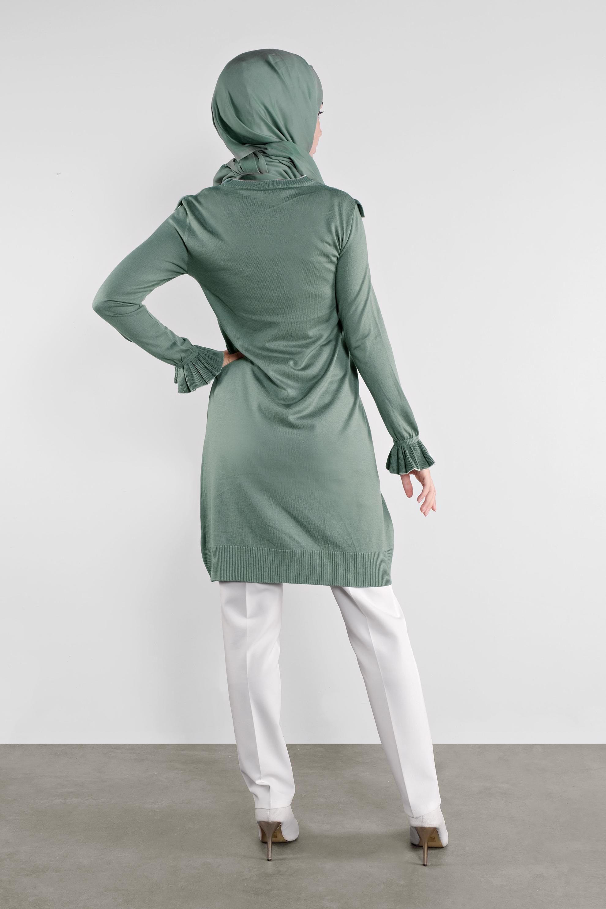 Tesettür giyim YEŞİL  FIRFIRLI TRİKO TUNİK 41002