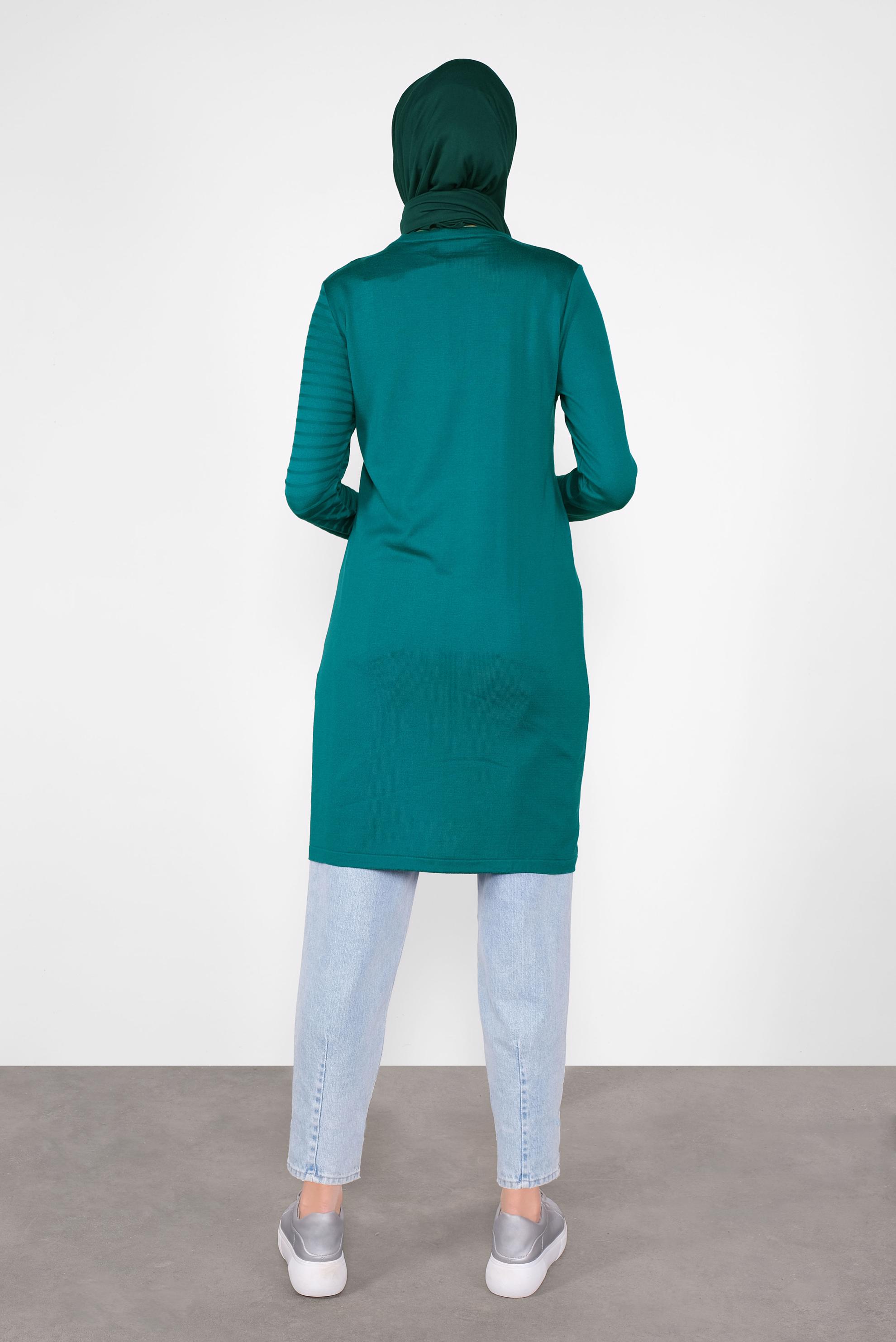 Tesettür giyim MAVİ SİMLİ ŞERİT DETAYLI TUNİK 41003 