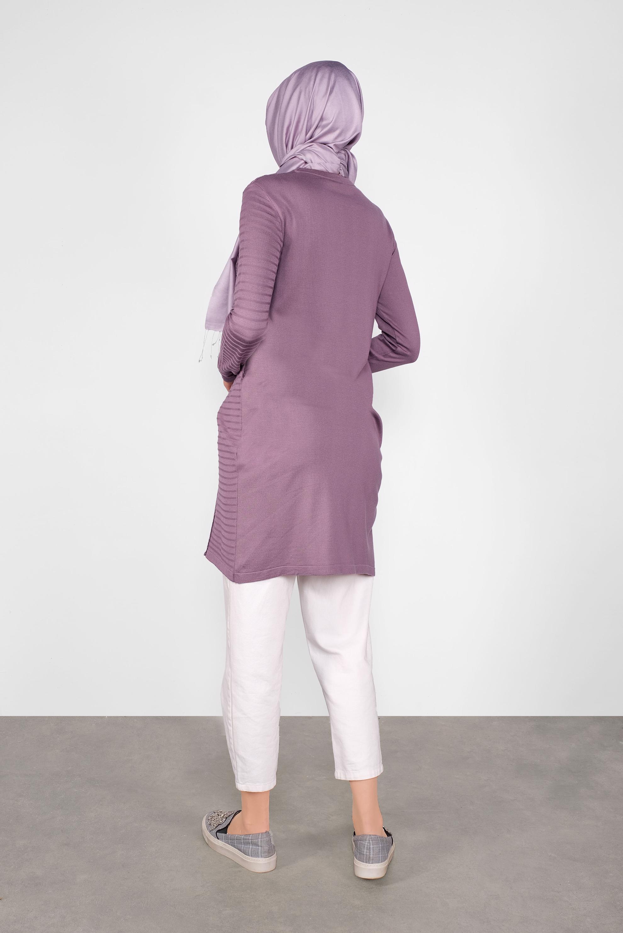 Tesettür giyim MOR SİMLİ ŞERİT DETAYLI TUNİK 41003 